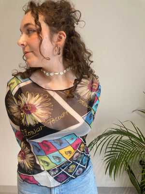 eye print y2k mesh top