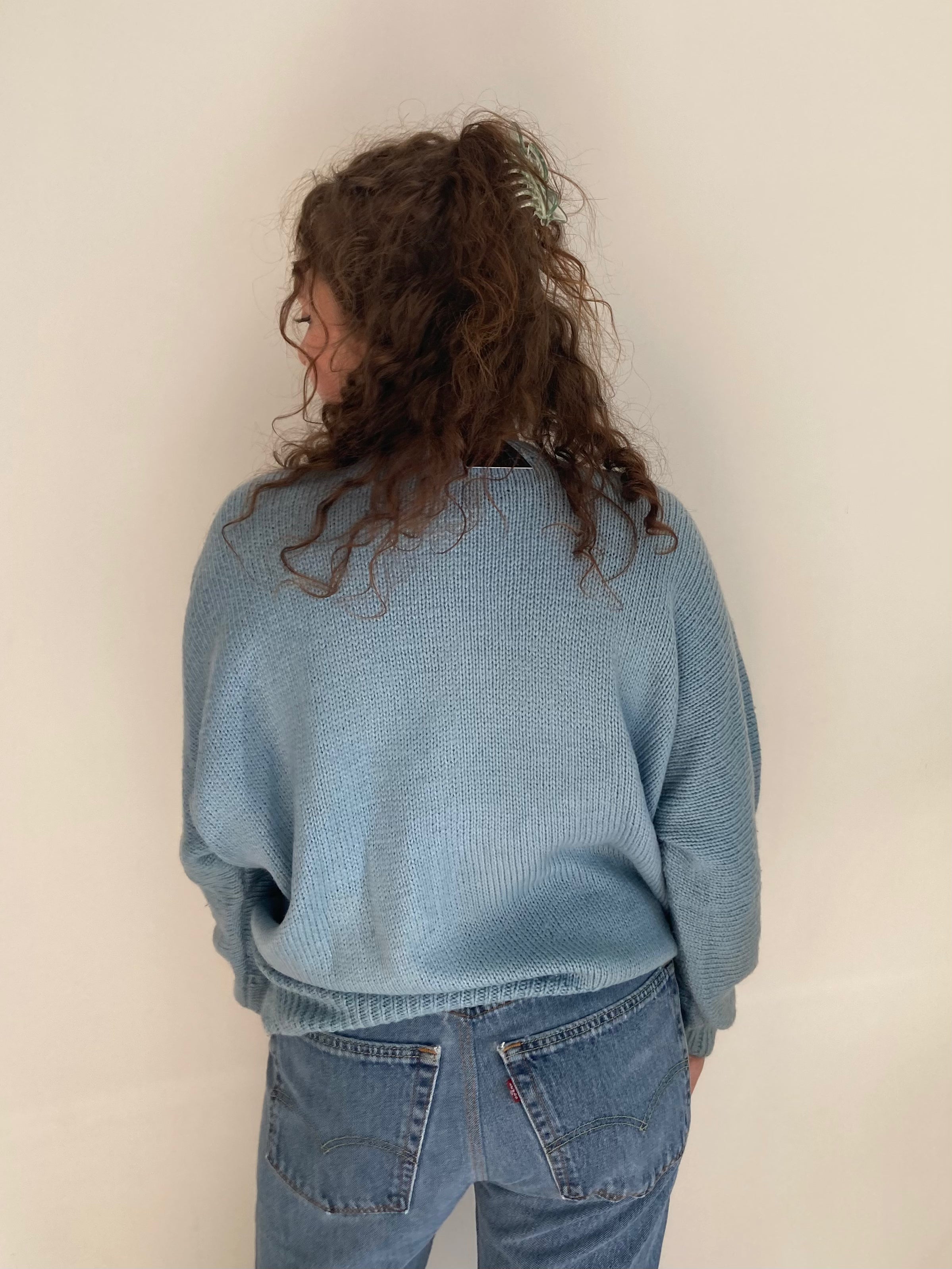 palm tree design knit jumper