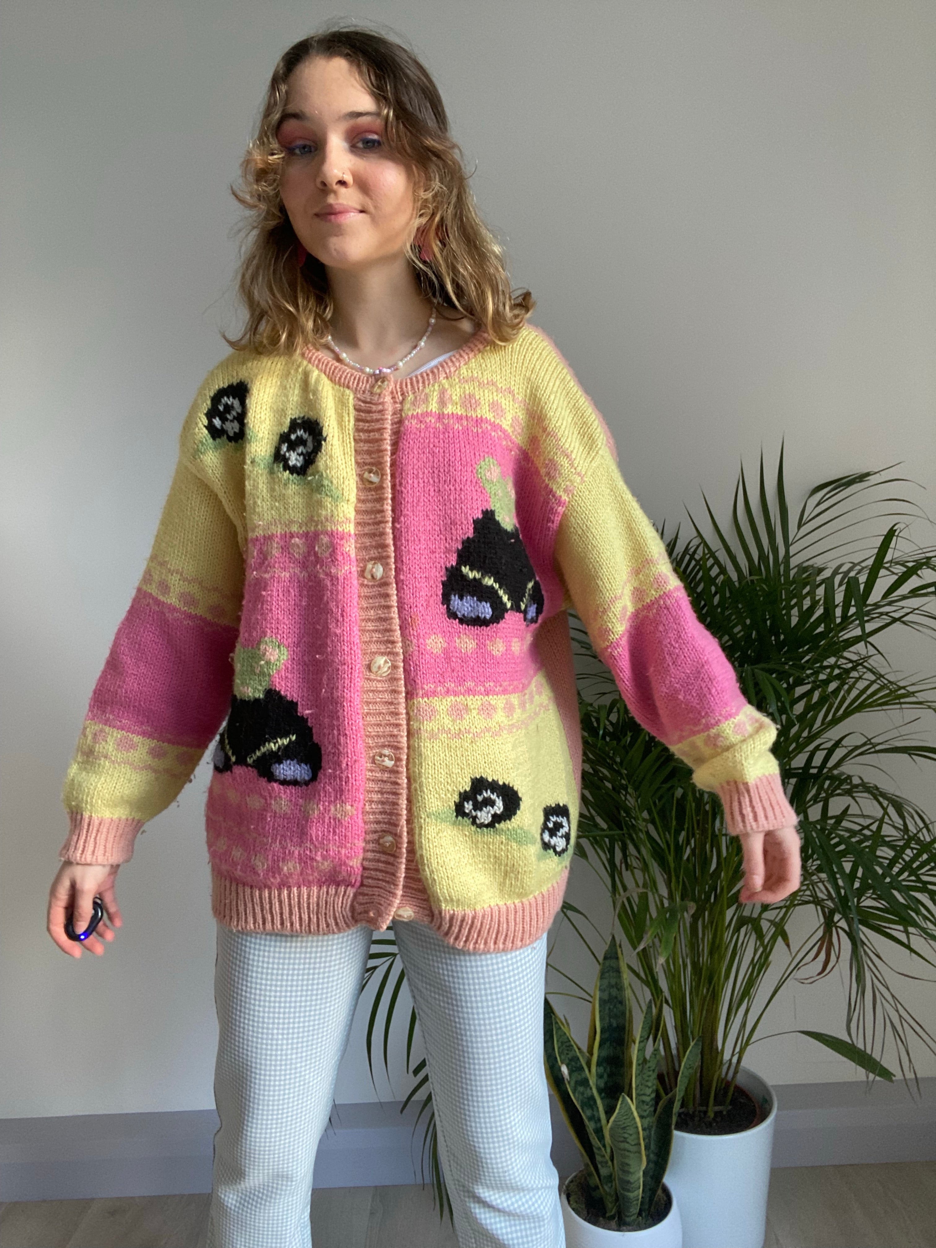 cute knit pink and yellow