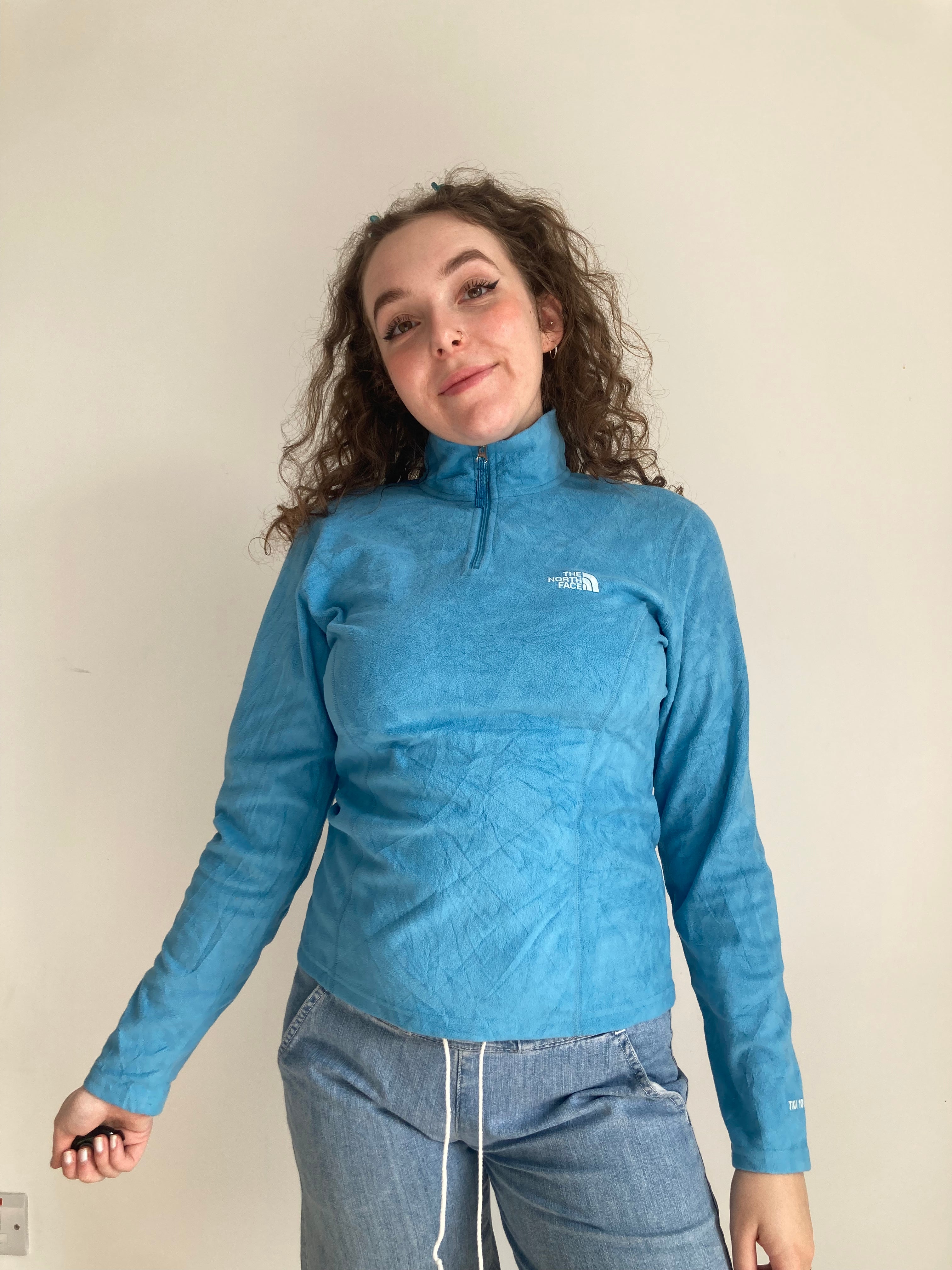 blue vintage the north face halfzip fleece