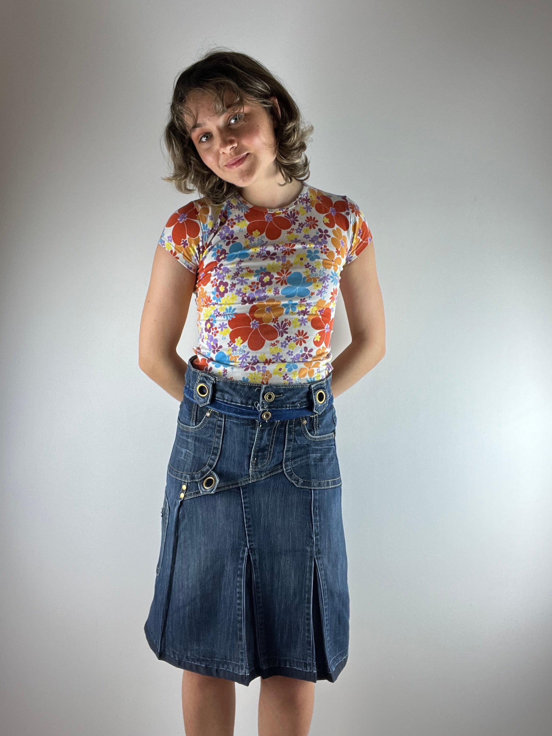 Vintage Buttoned Denim skirt 