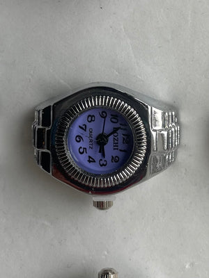Purple face circular watch ring 