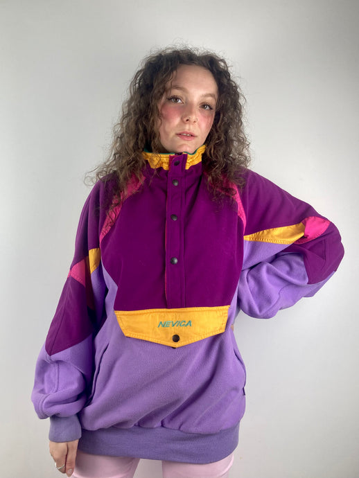 Vintage purple and orange ski fleece