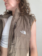 vintage tan brown north face sleeveless puffer jacket