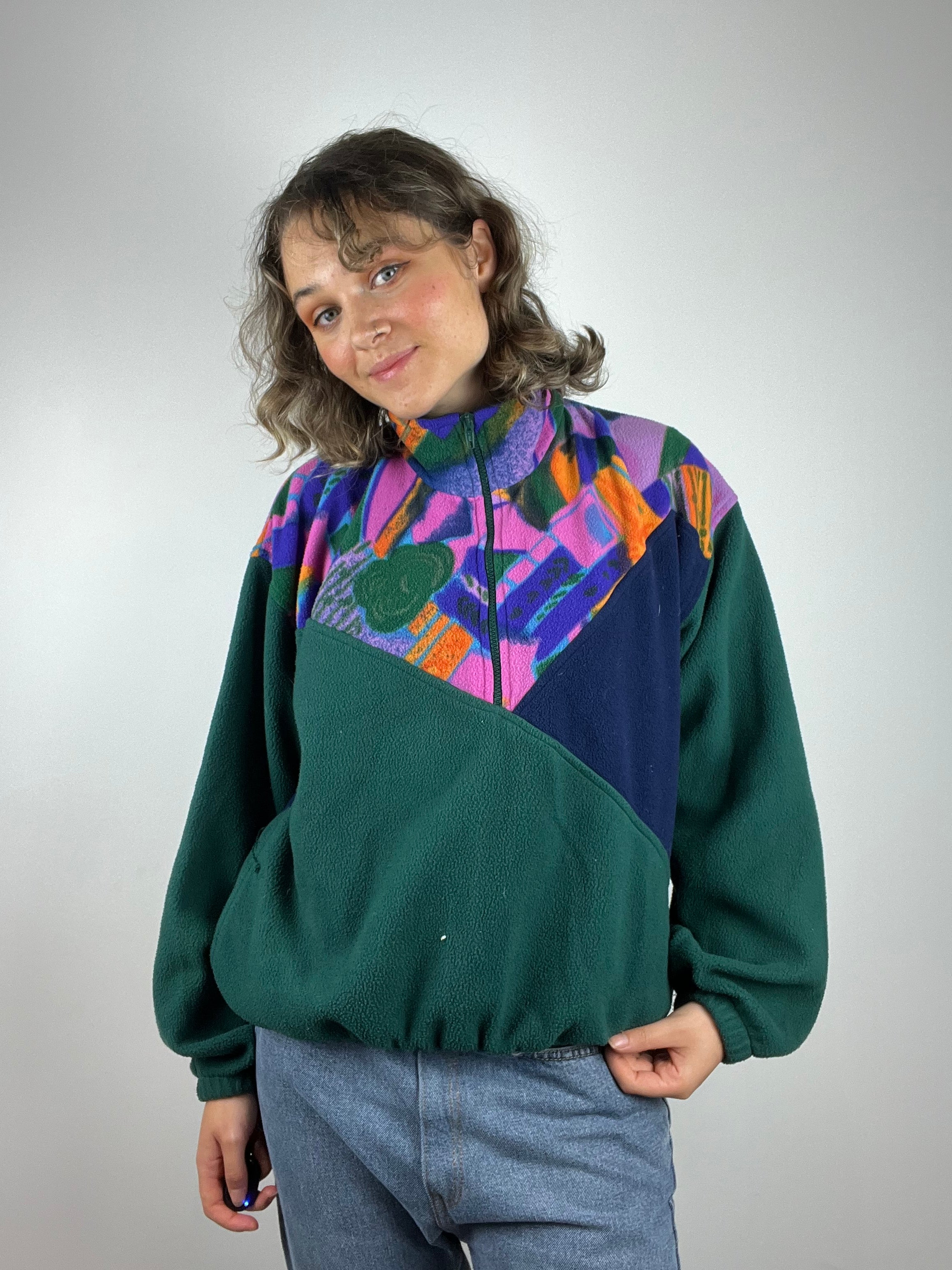 Vintage Patterned Green Fleece