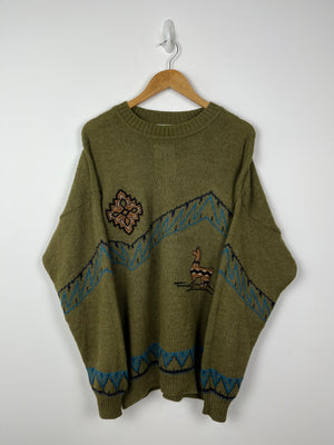 Vintage  alpaca embroidery knit 
