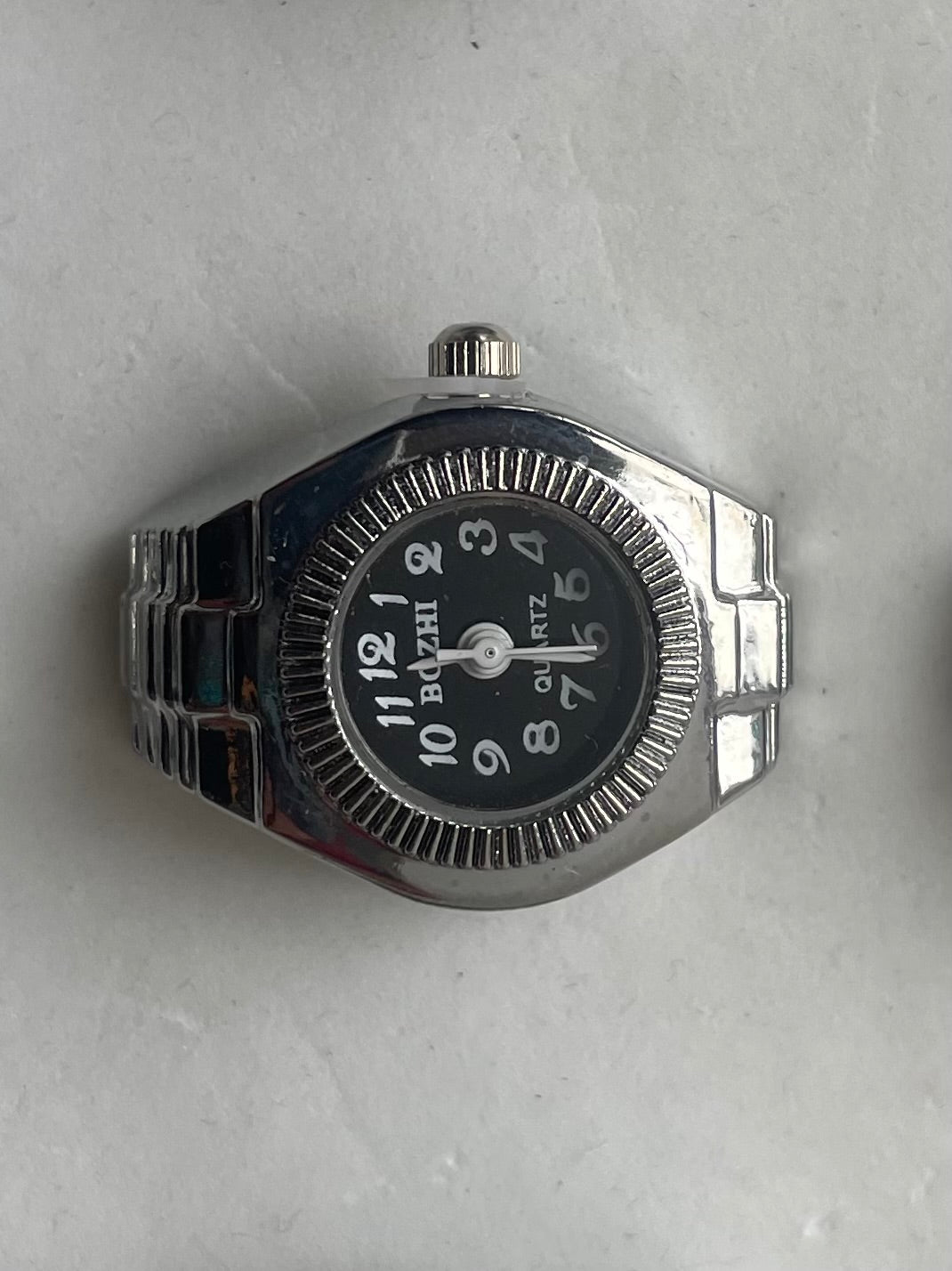 Black Face Circular Watch Ring