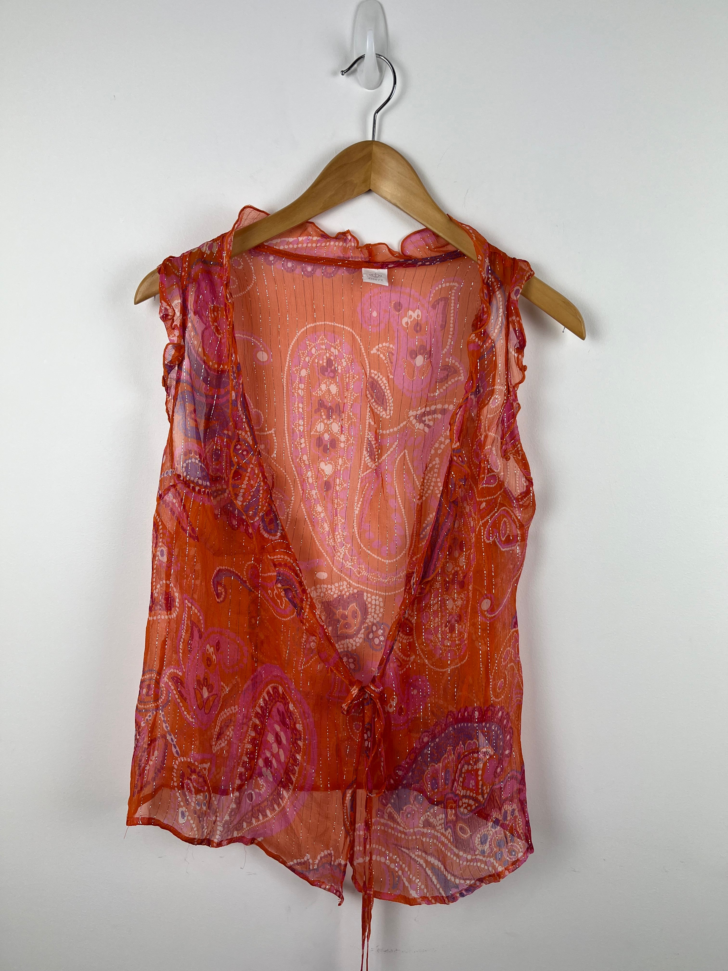 Vintage Paisley Orange tie top cardigan 