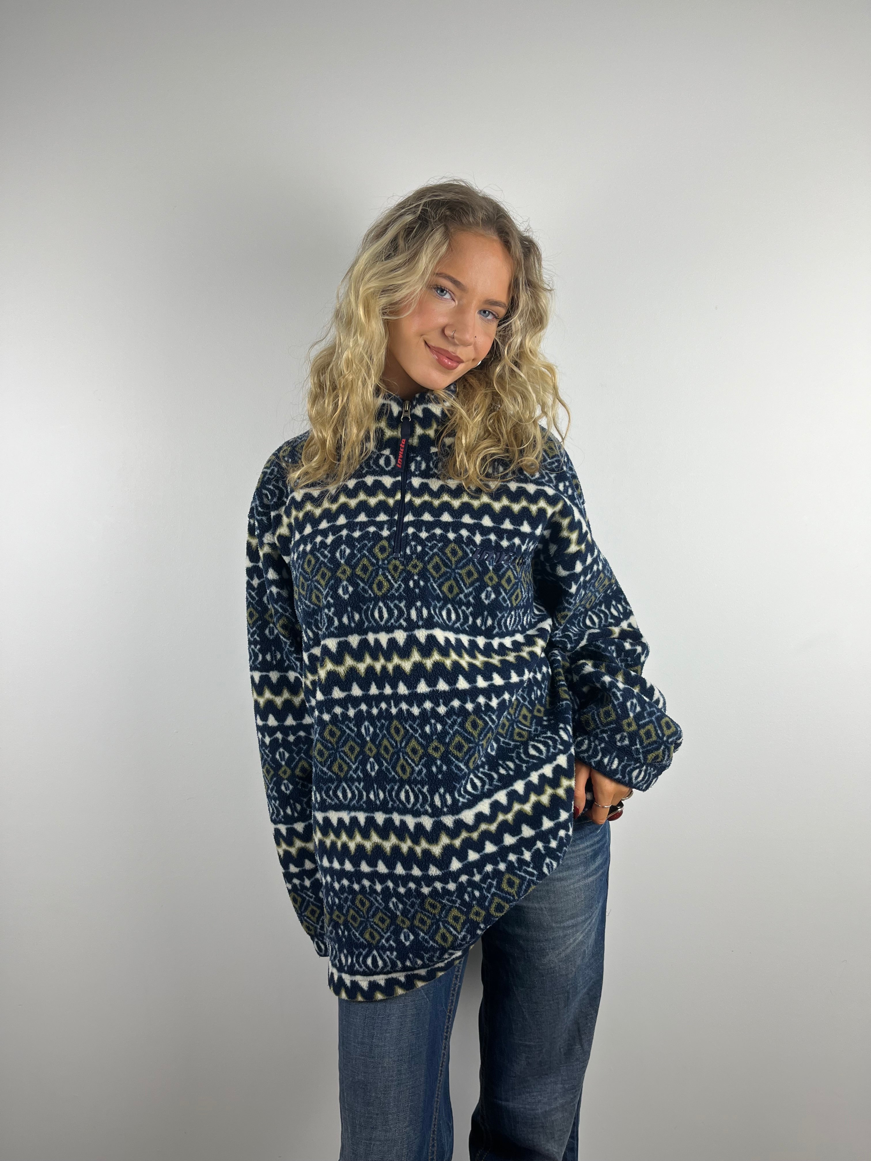 Vintage zip-up patterned fleece 