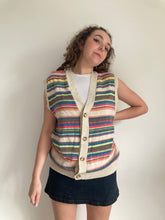 vintage rainbow knit sweater vest cardigan