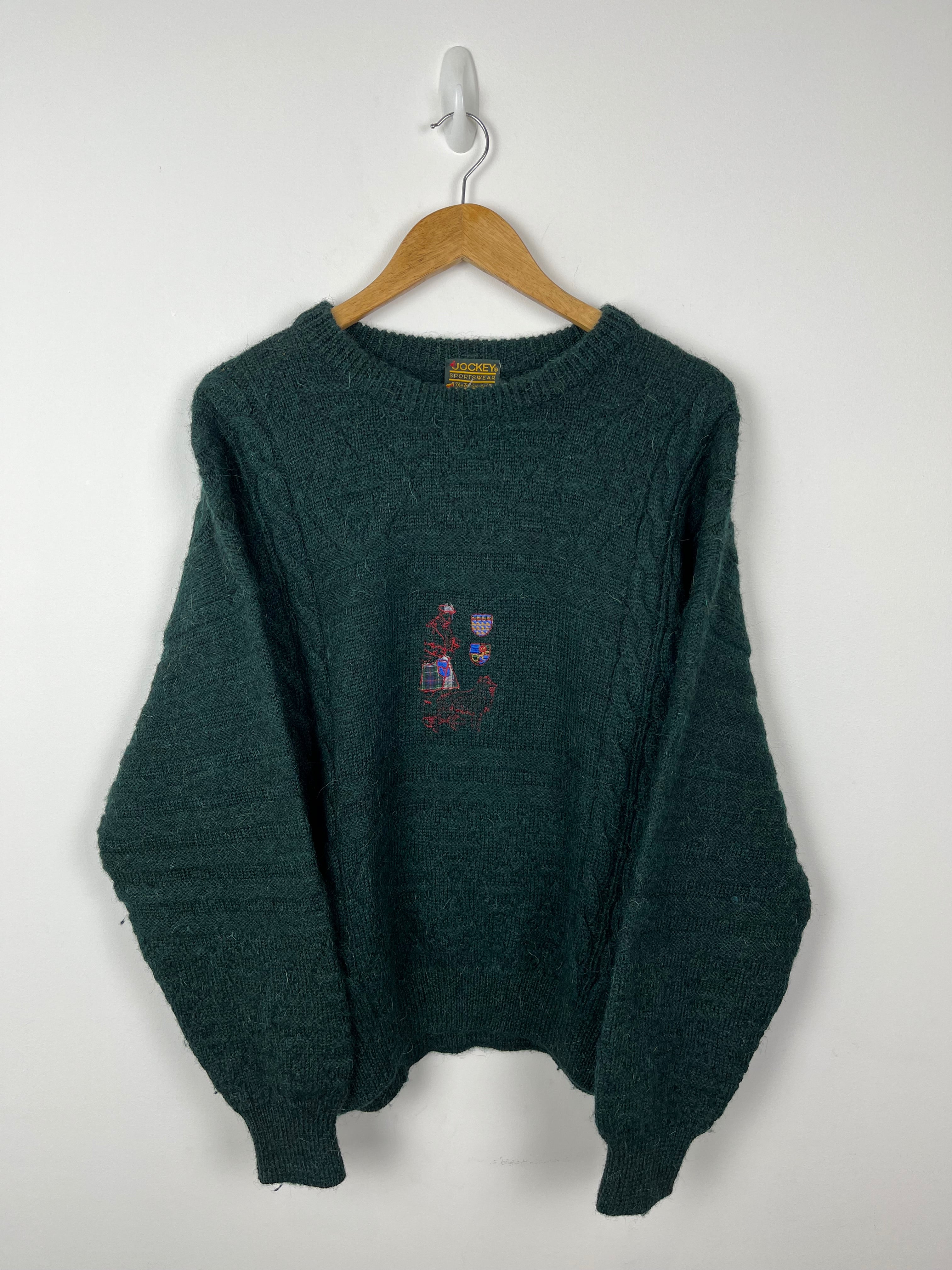 Vintage Forest Green Embroidered Knit (L)