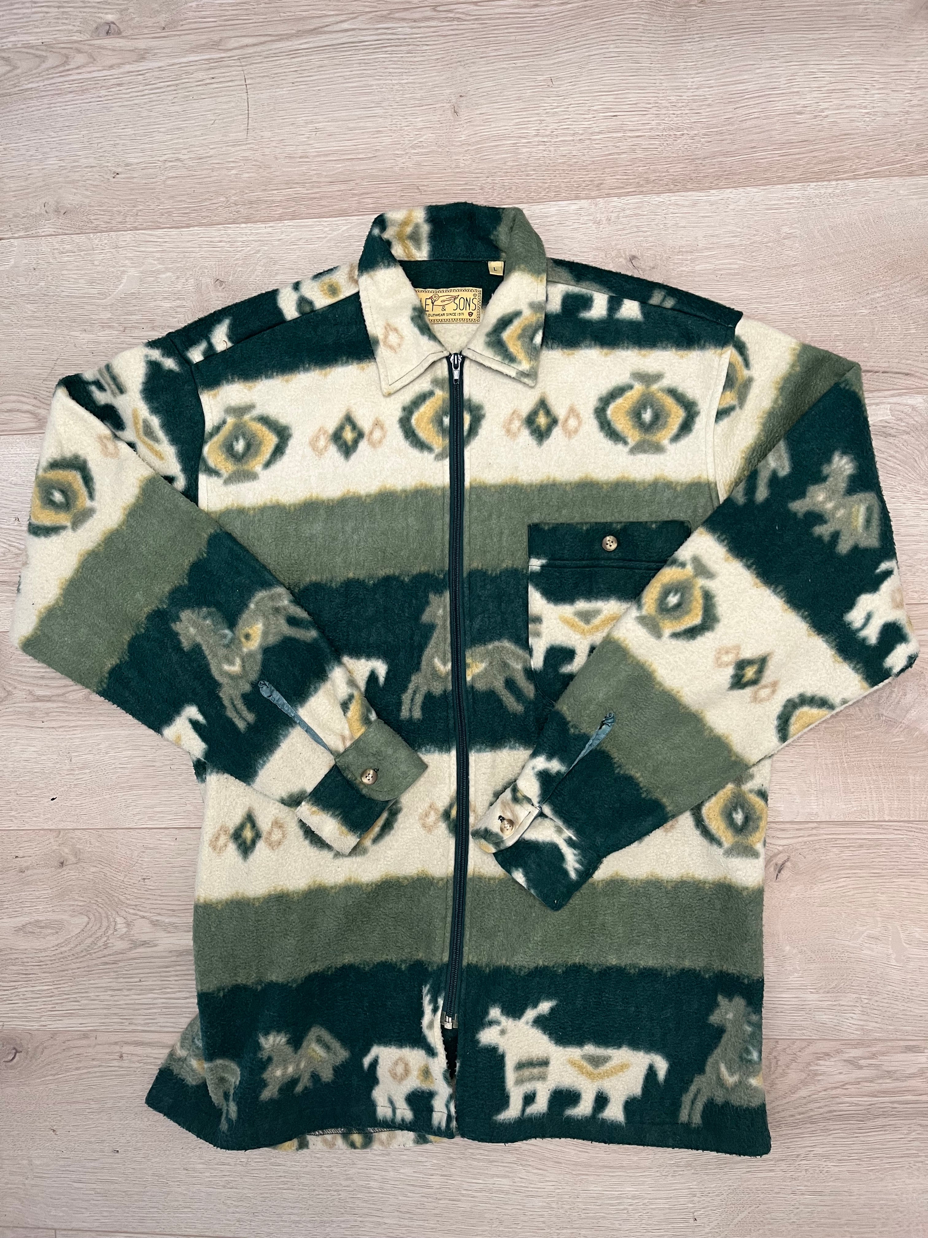 Vintage Green Patterned Fleece
