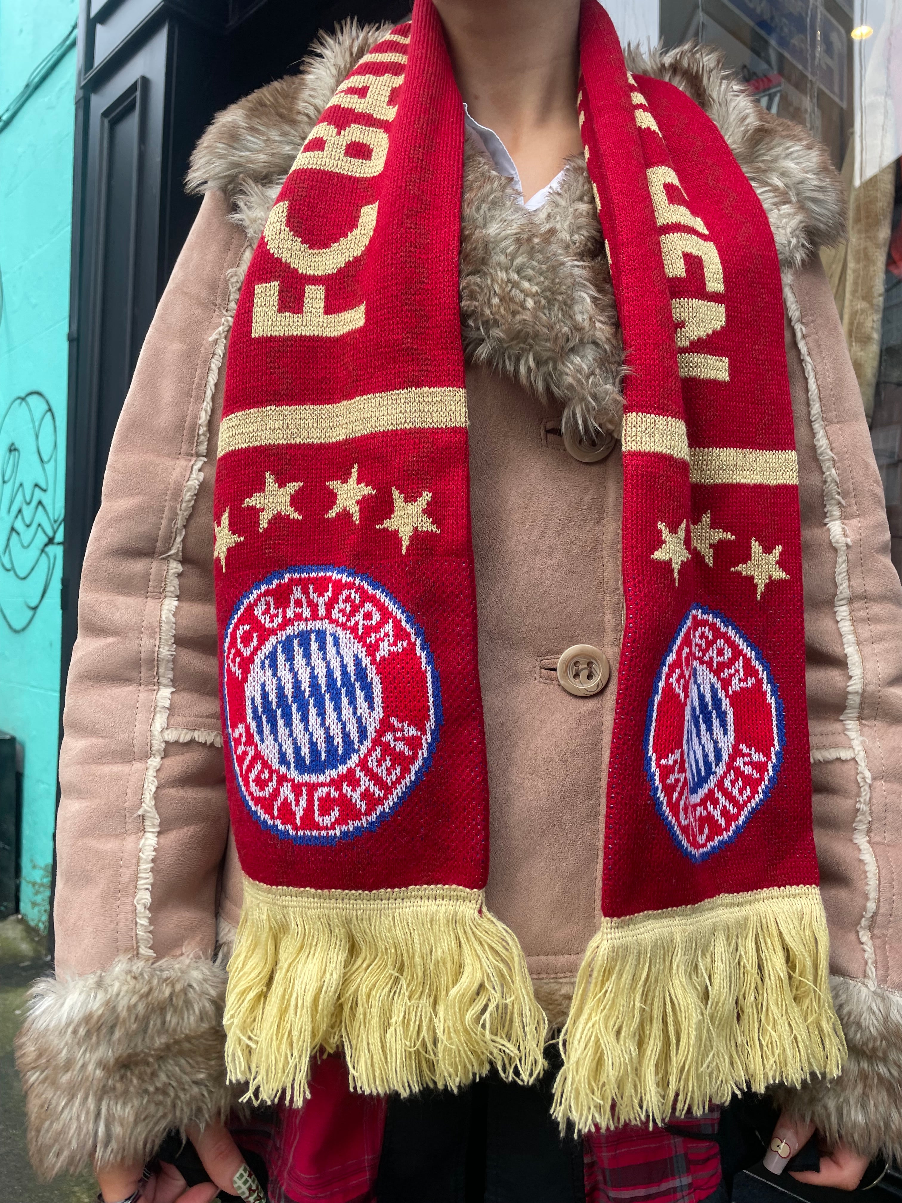 Vintage Red Bayern Munich Football Scarf