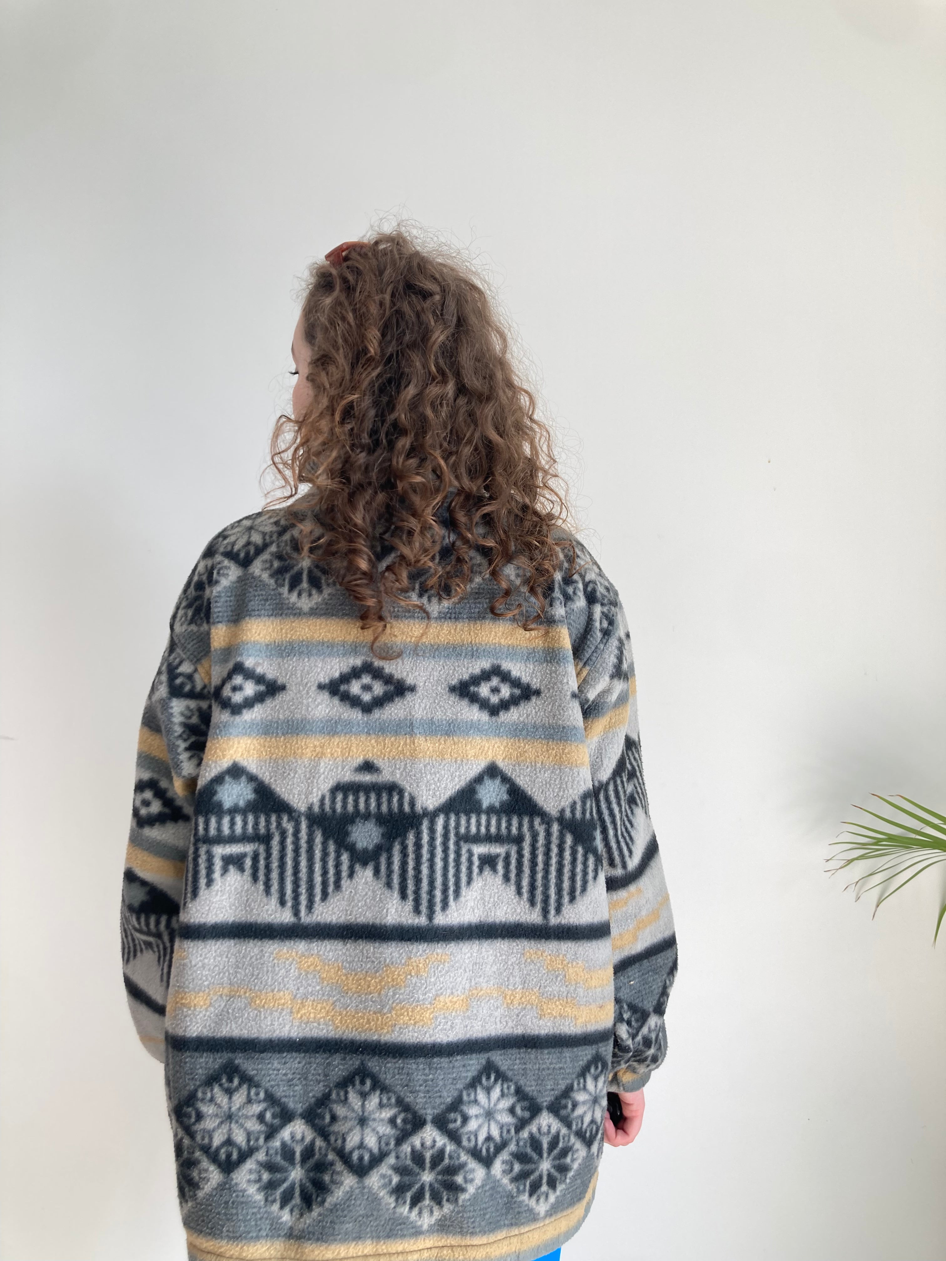 vintage grey aztec print halfzip fleece