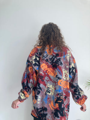 vintage abstract print grafitti fleece