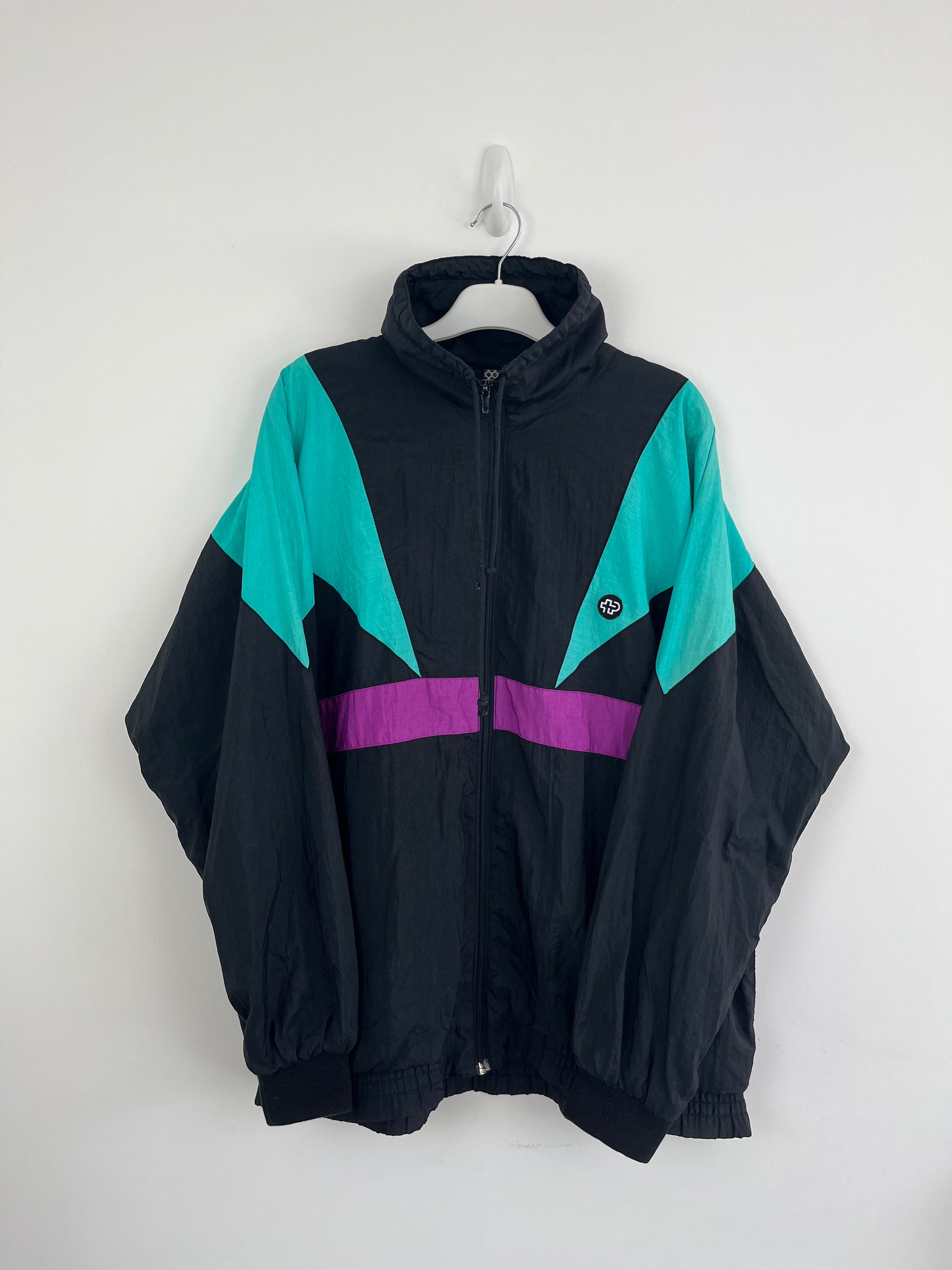 Vintage black abstract shell jacket 