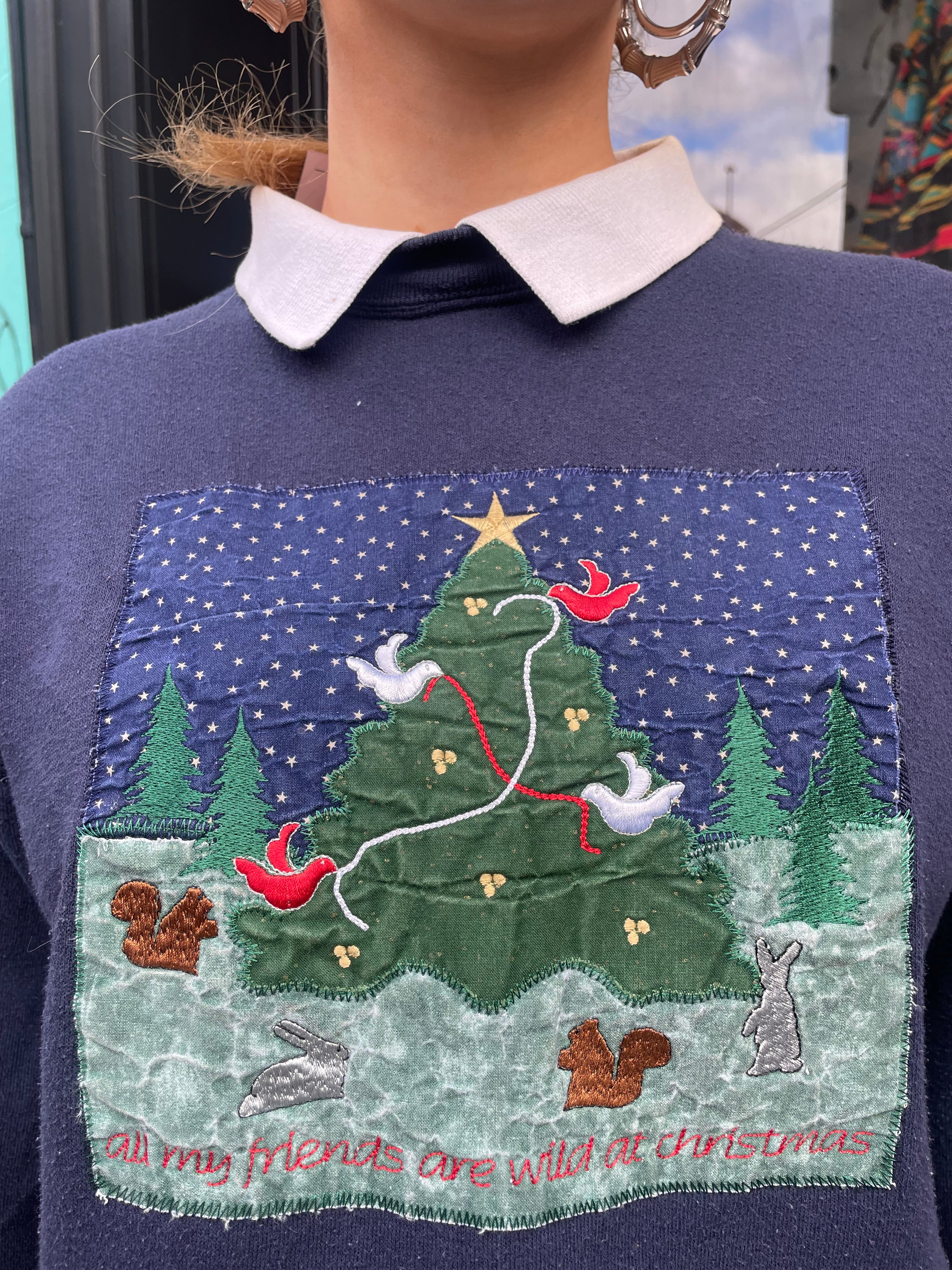 Vintage Navy Polo Christmas Sweatshirt (M)