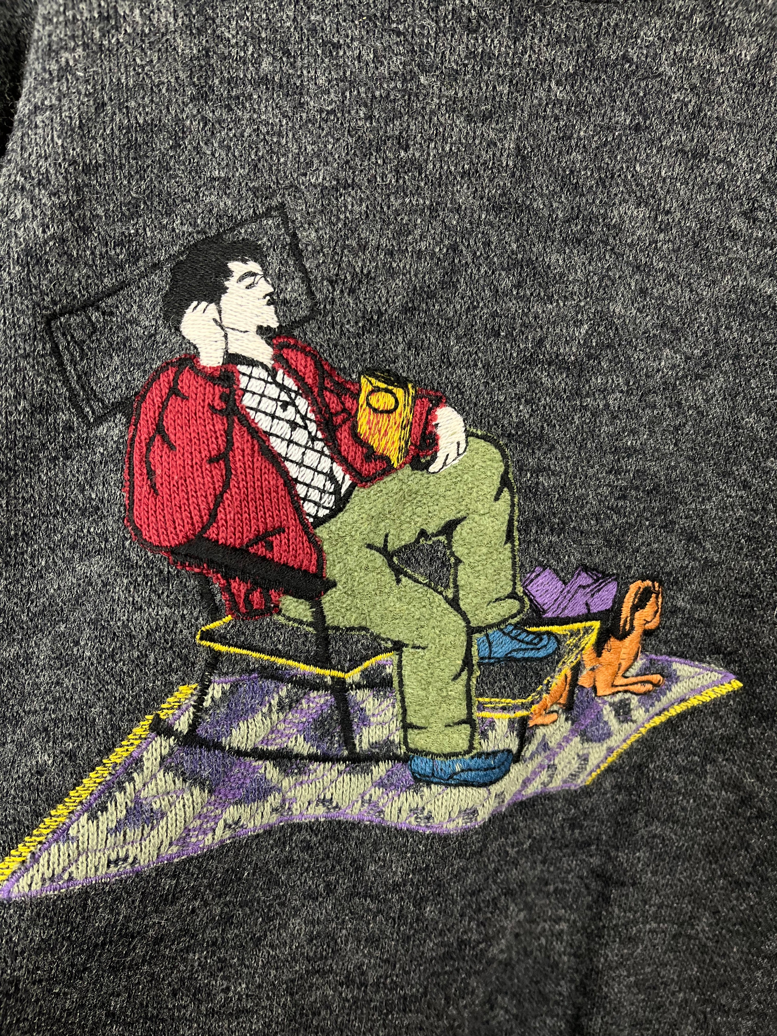 Vintage Grey Book Graphic Knit (L)