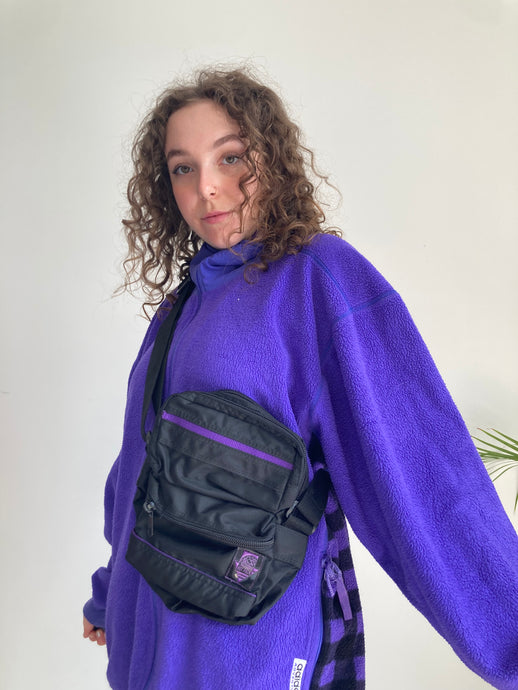 vintage purple and black crossbody bag