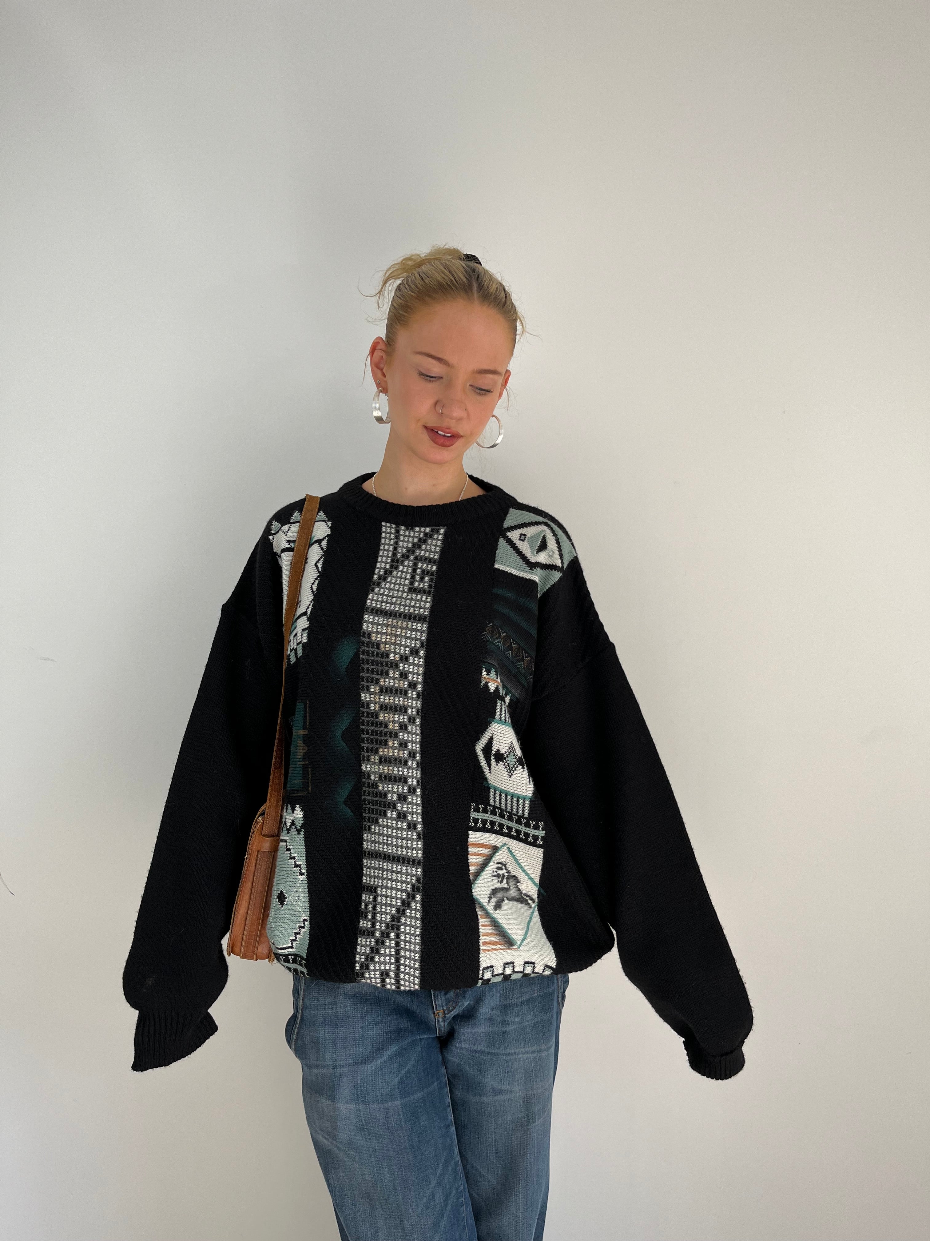 Vintage Black Mosaic Knit (XL)