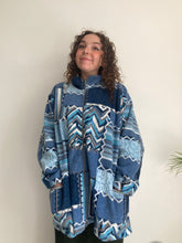 vintage blue patchwork style fleece