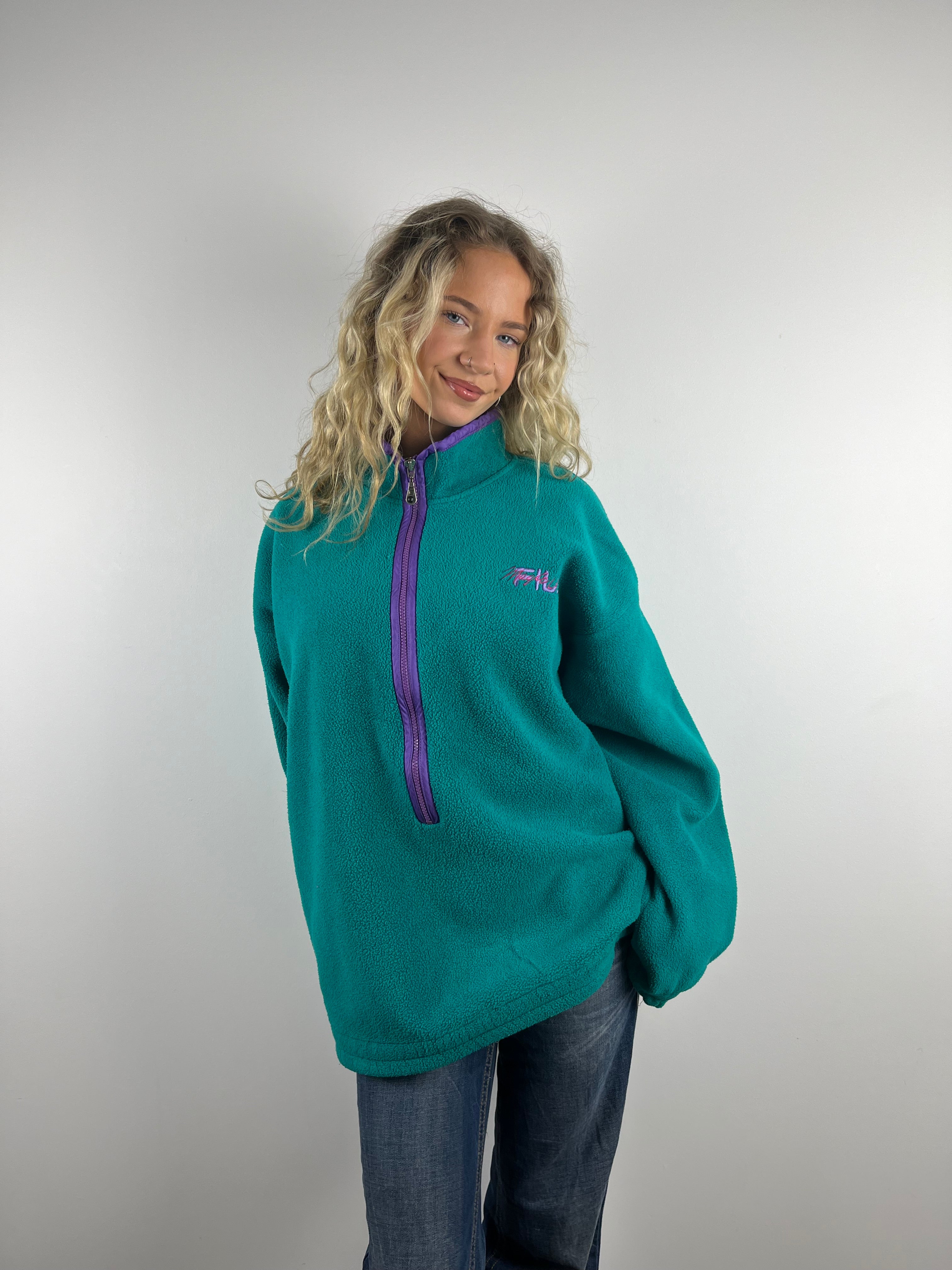 Vintage purple zip turquoise fila fleece 