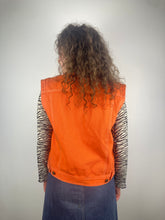 Vintage orange denim sleeveless jacket