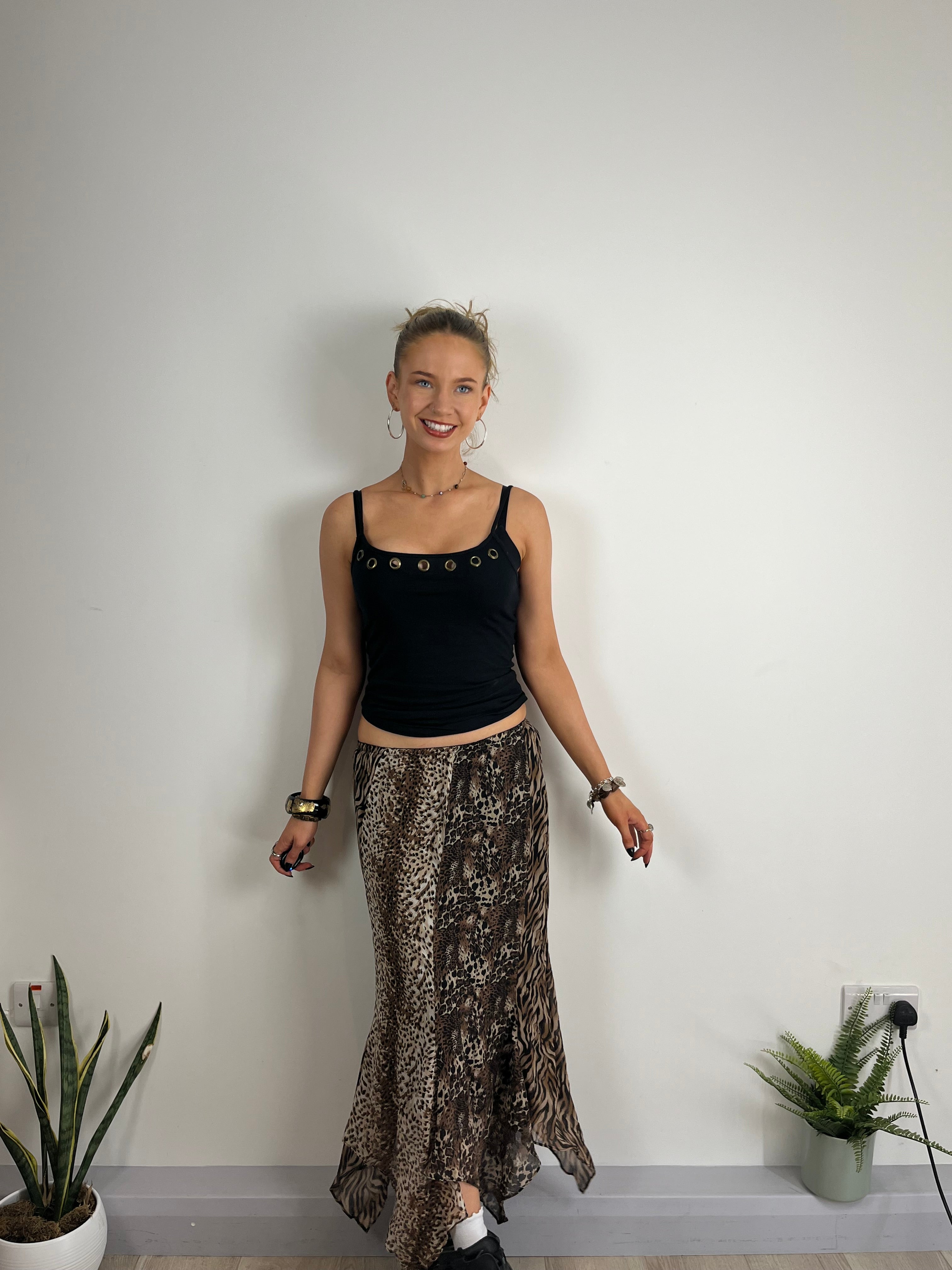 Vintage animal maxi skirt Y2K cheetah leopard 