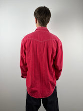 Vintage red button up denim shirt