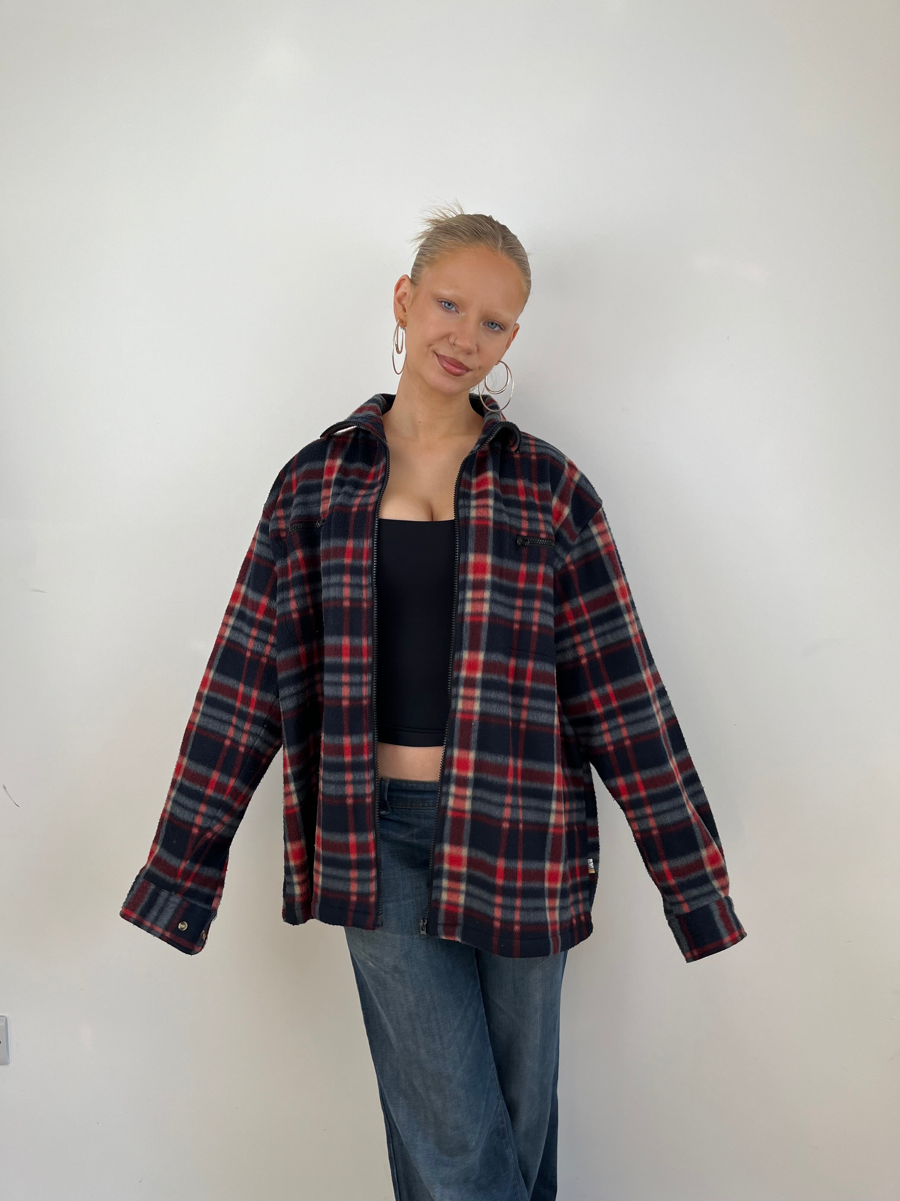 Vintage tartan zip up fleece 