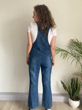 vintage blue denim embroidered rose dungarees