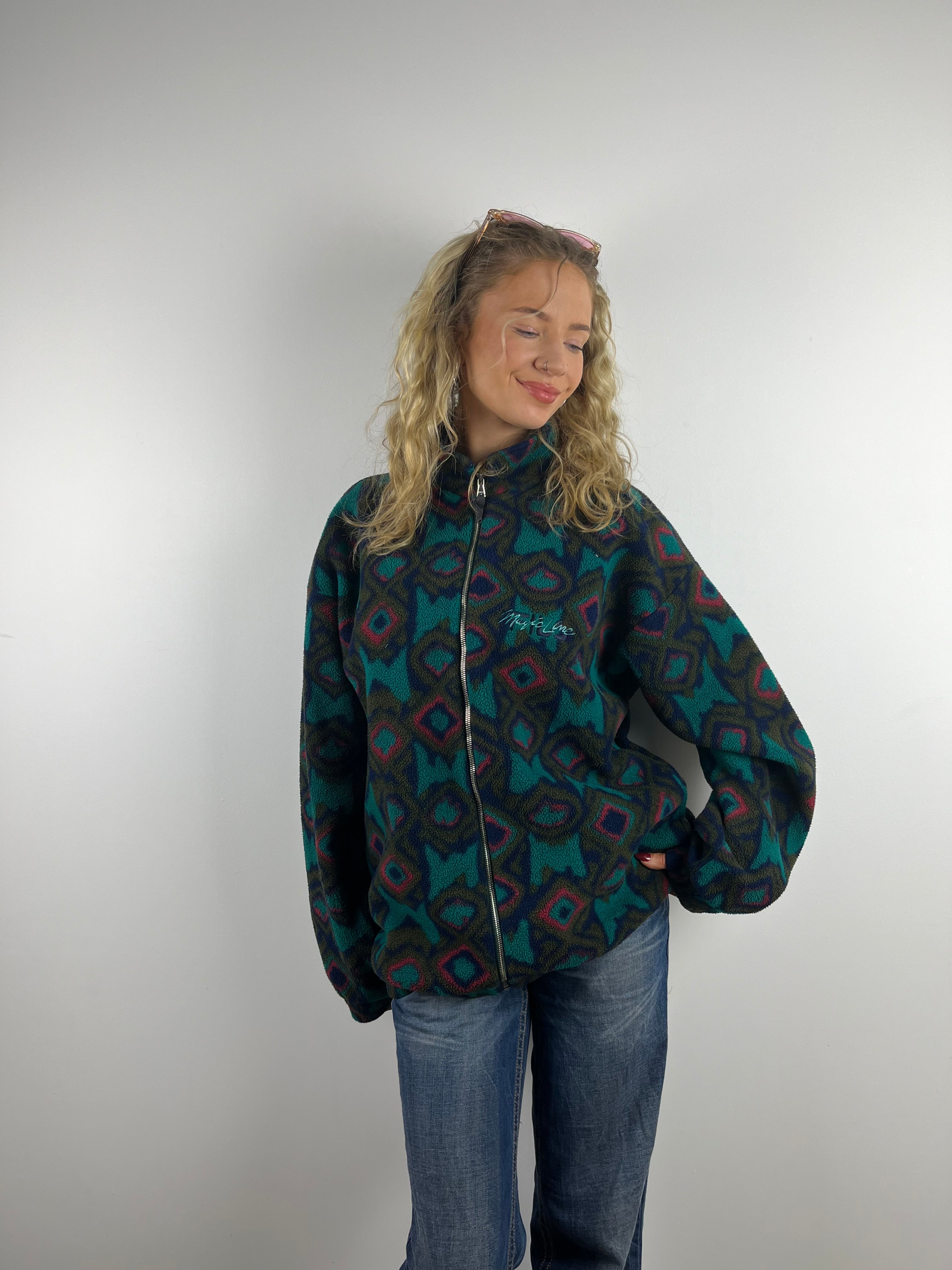 Vintage Fila Patterned Festival Zip Up Fleece 