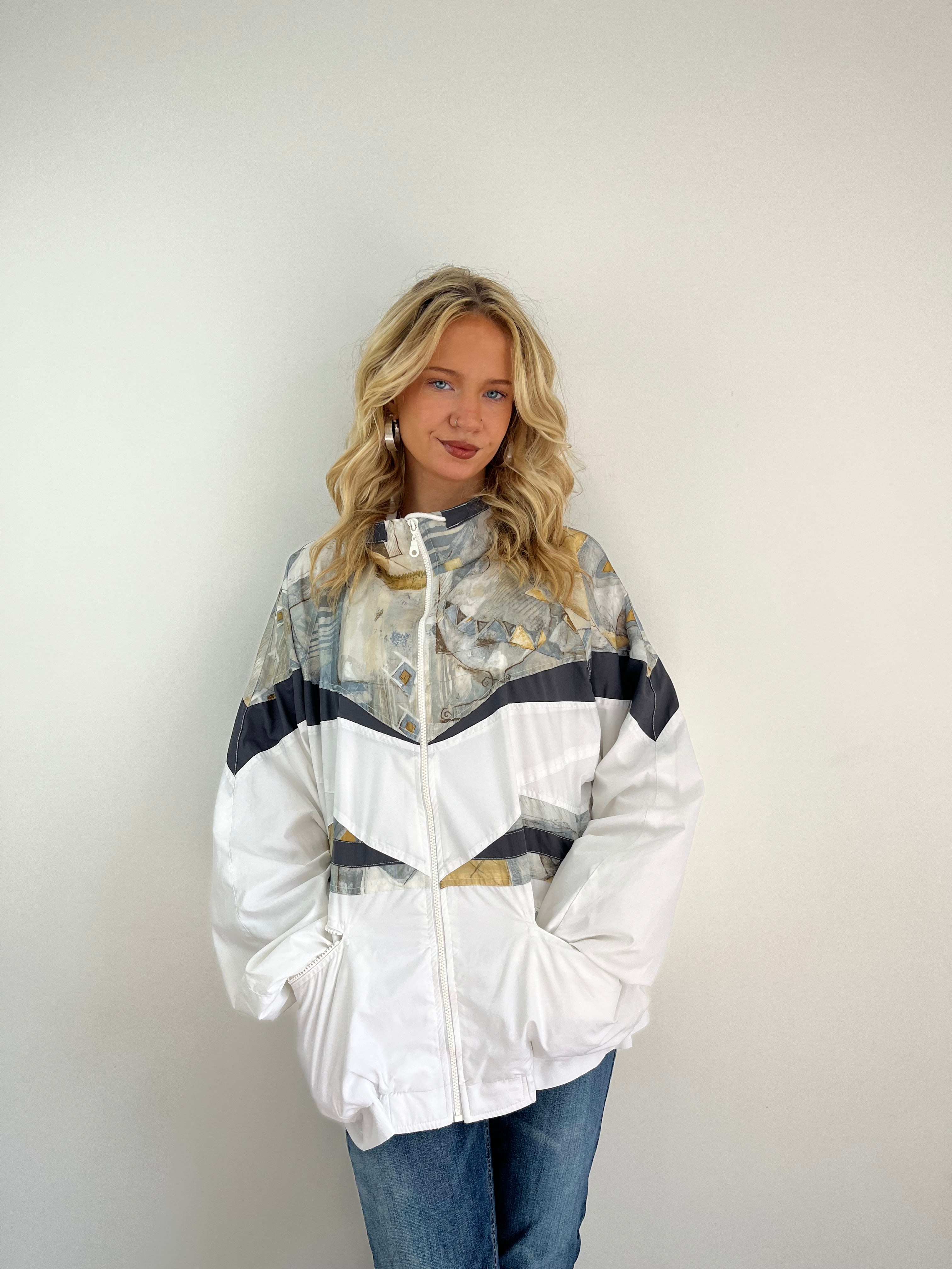 Vintage abstract neutral shell jacket 