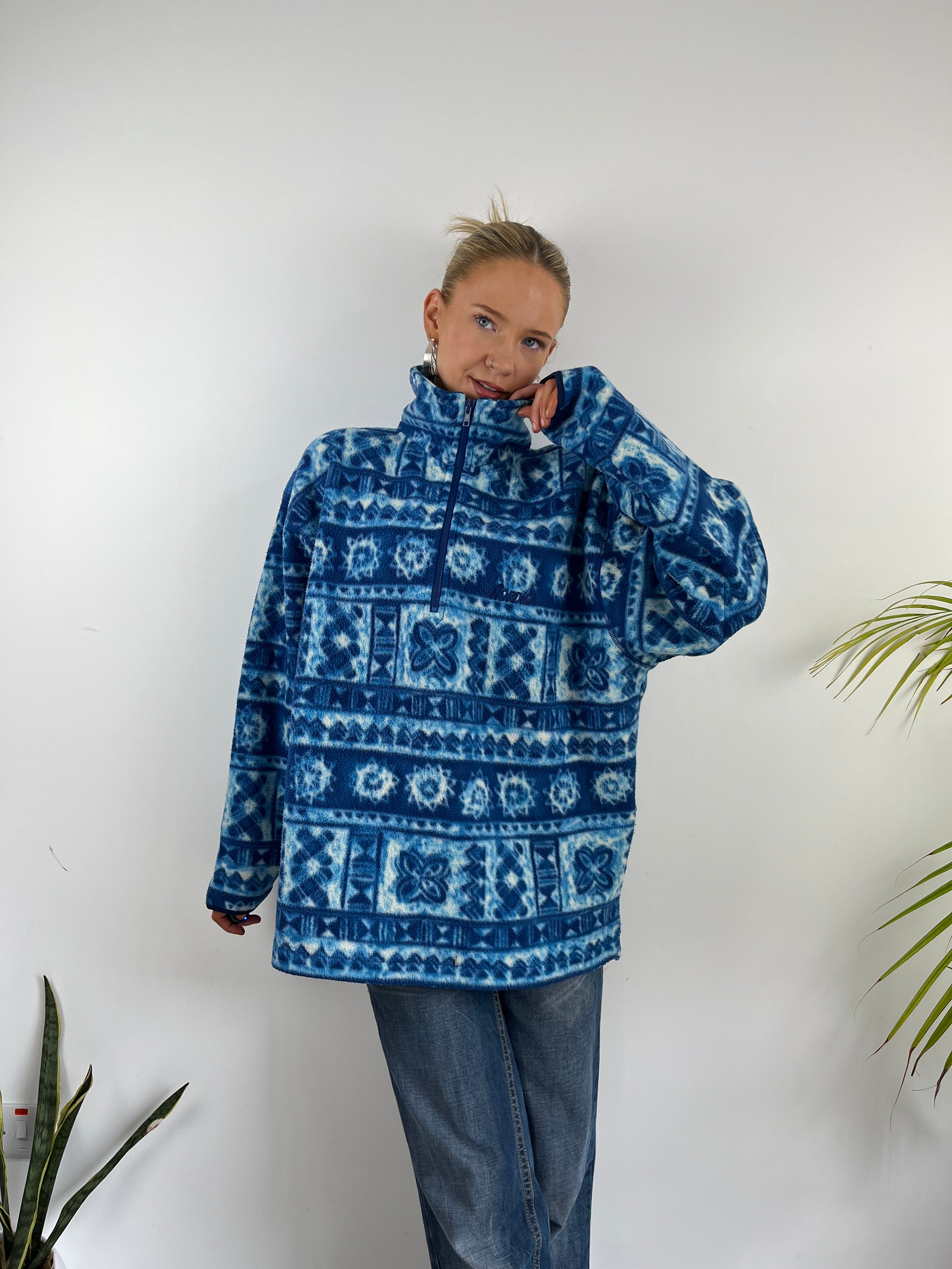 Vintage blue abstract fleece 