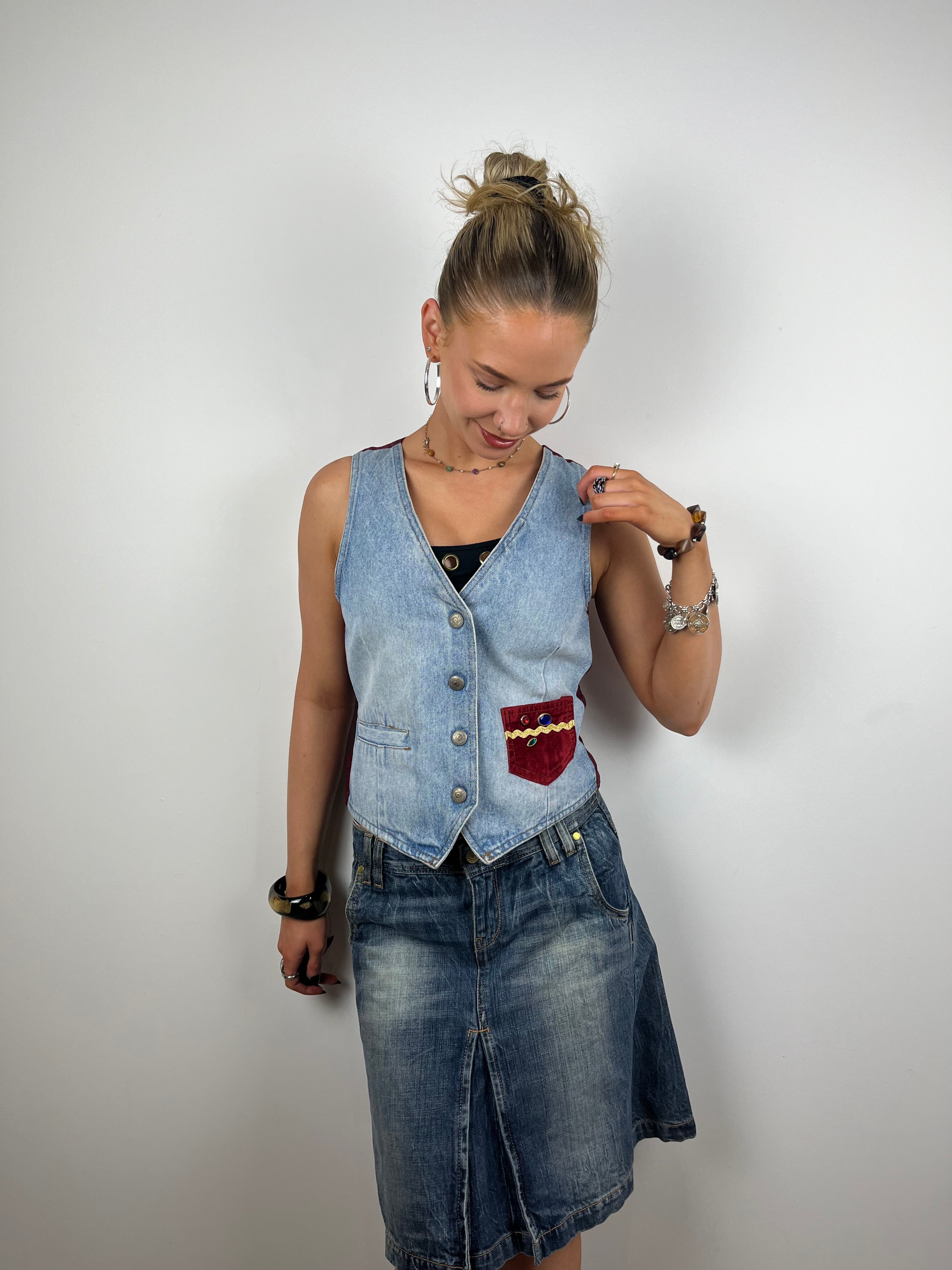 Vintage denim Y2K waistcoat 