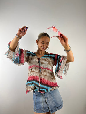 Vintage Y2K beach coverup blouse summer 