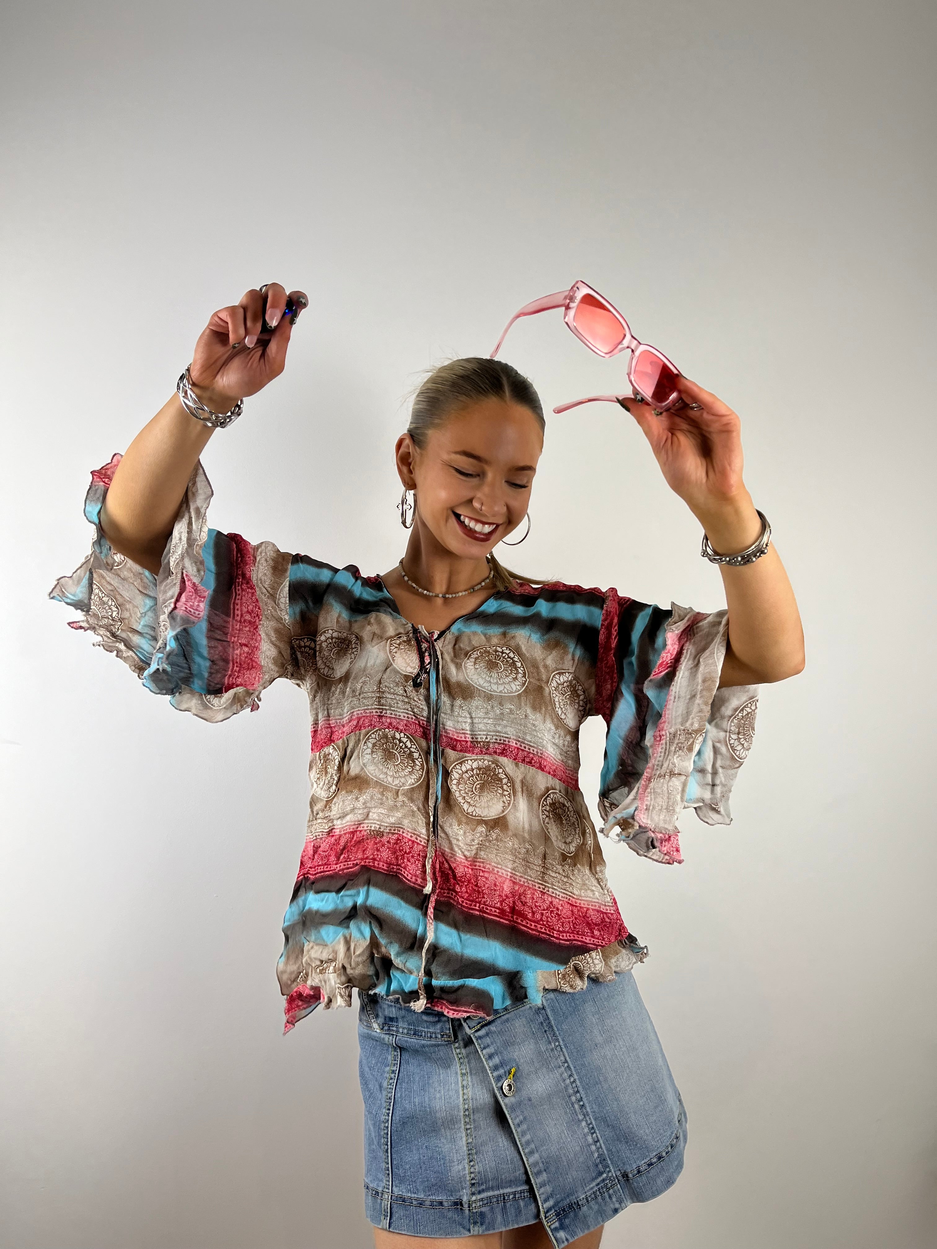 Vintage Y2K beach coverup blouse summer 