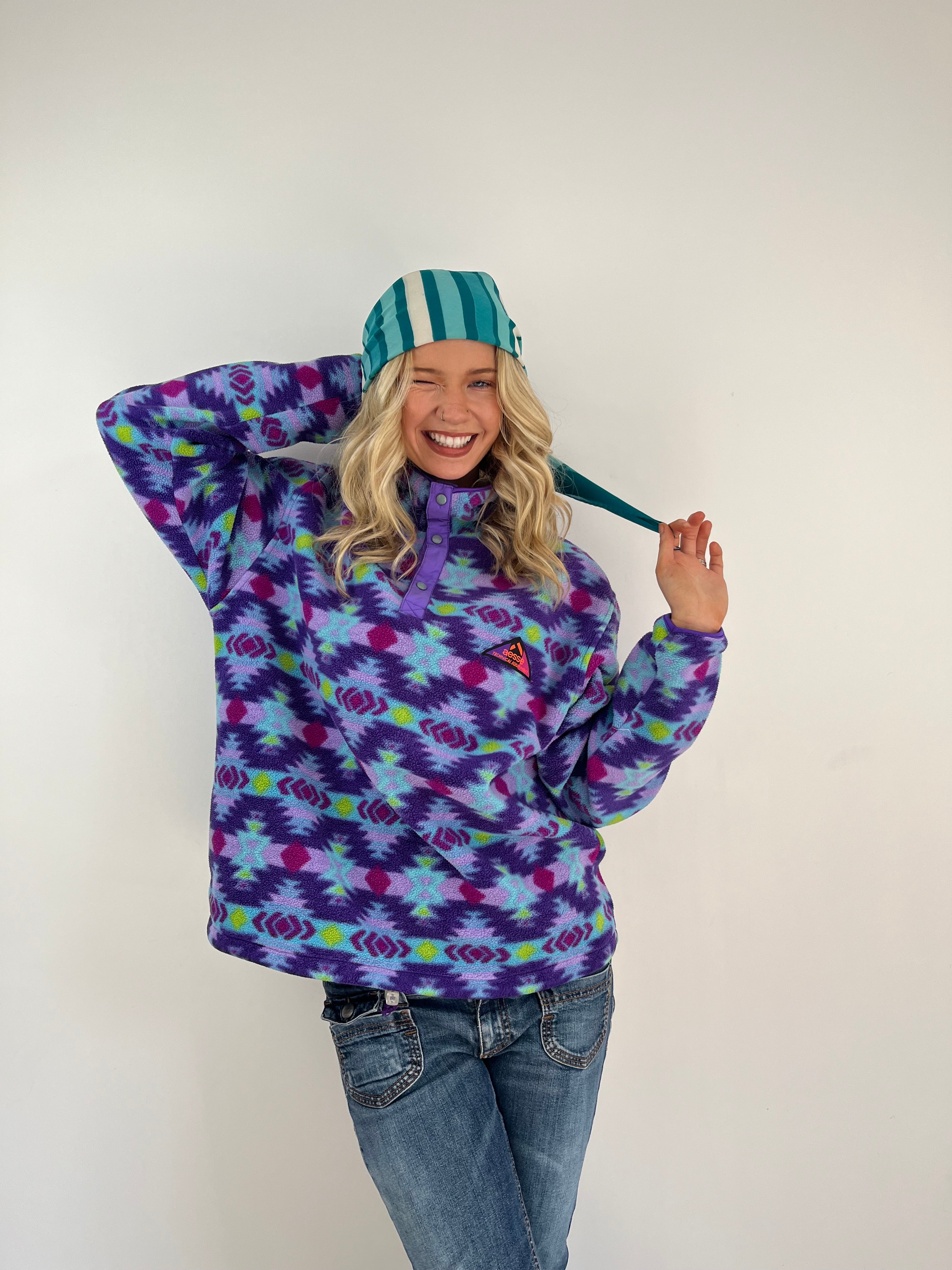 Vintage purple Aztec rave fleece 