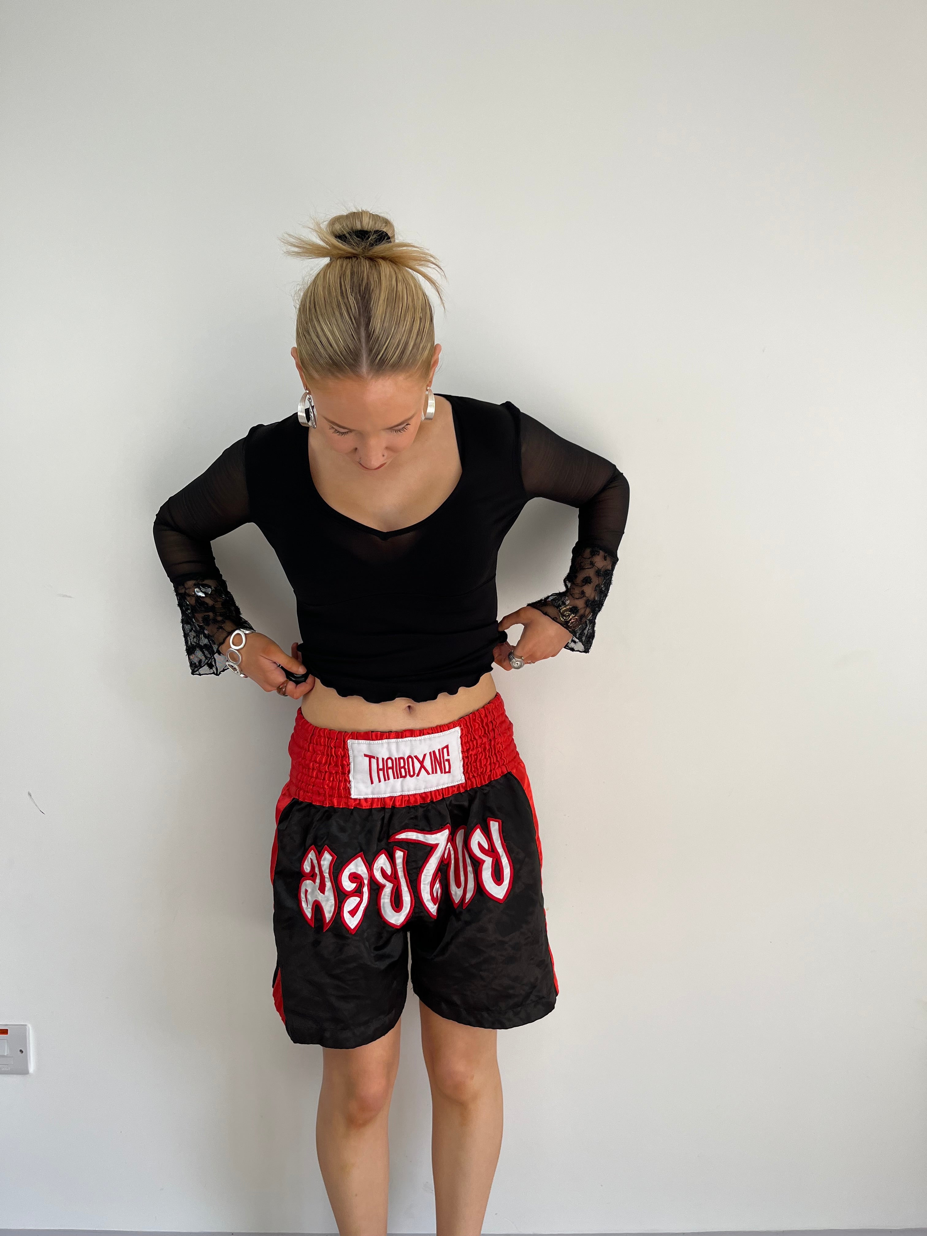 Vintage Muay Thai boxer boxing shorts sport 