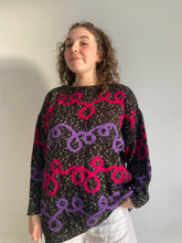 vintage pink purple squiggle knit jumper