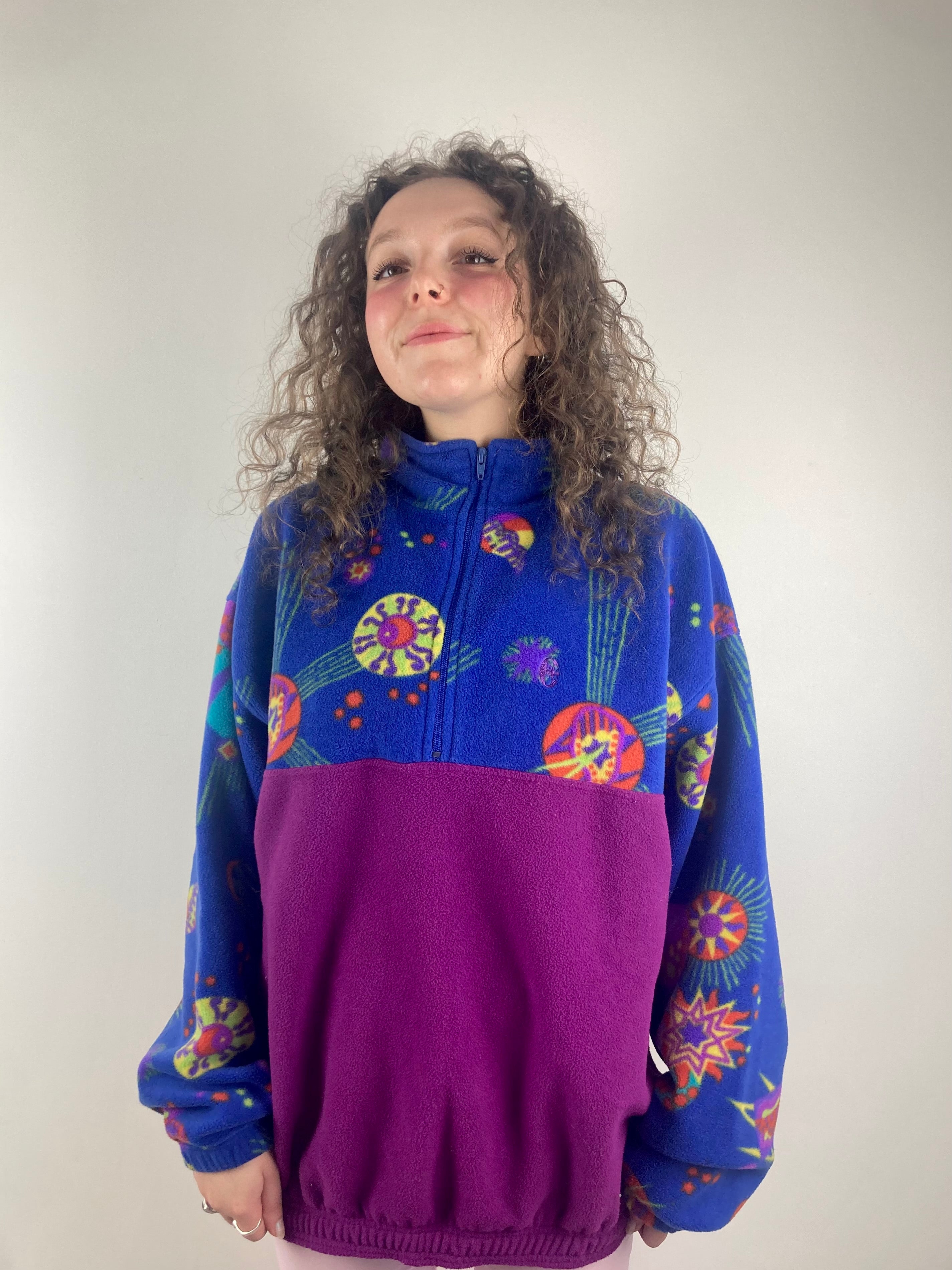 Vintage blue colmar space print fleece