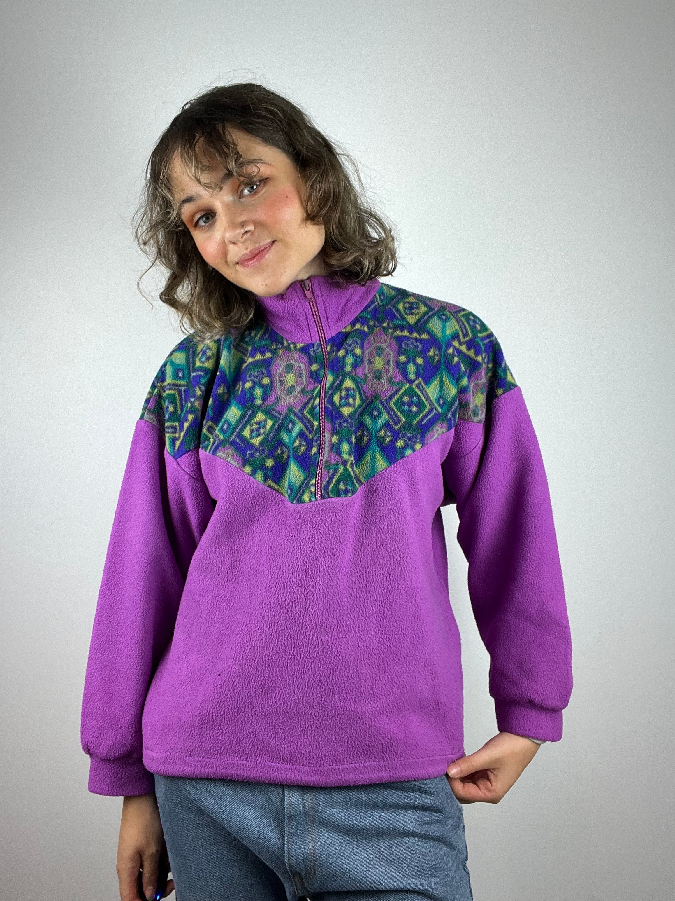 Vintage patterned purple fleece 