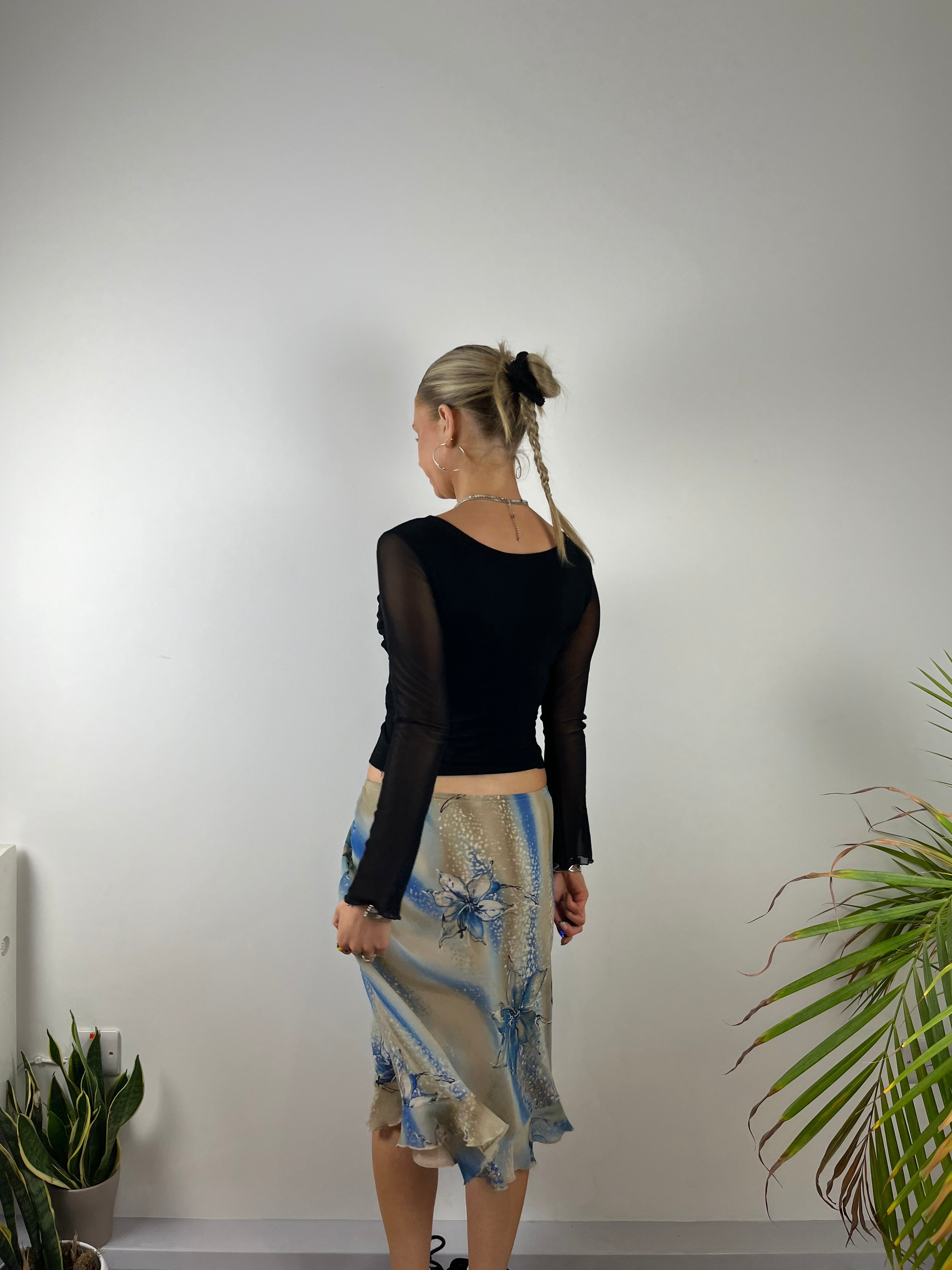 Vintage Floral Low Waist Summer Skirt (S)