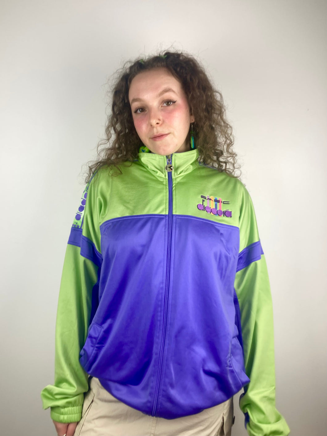 Vintage green and purple sports jacket Diadora