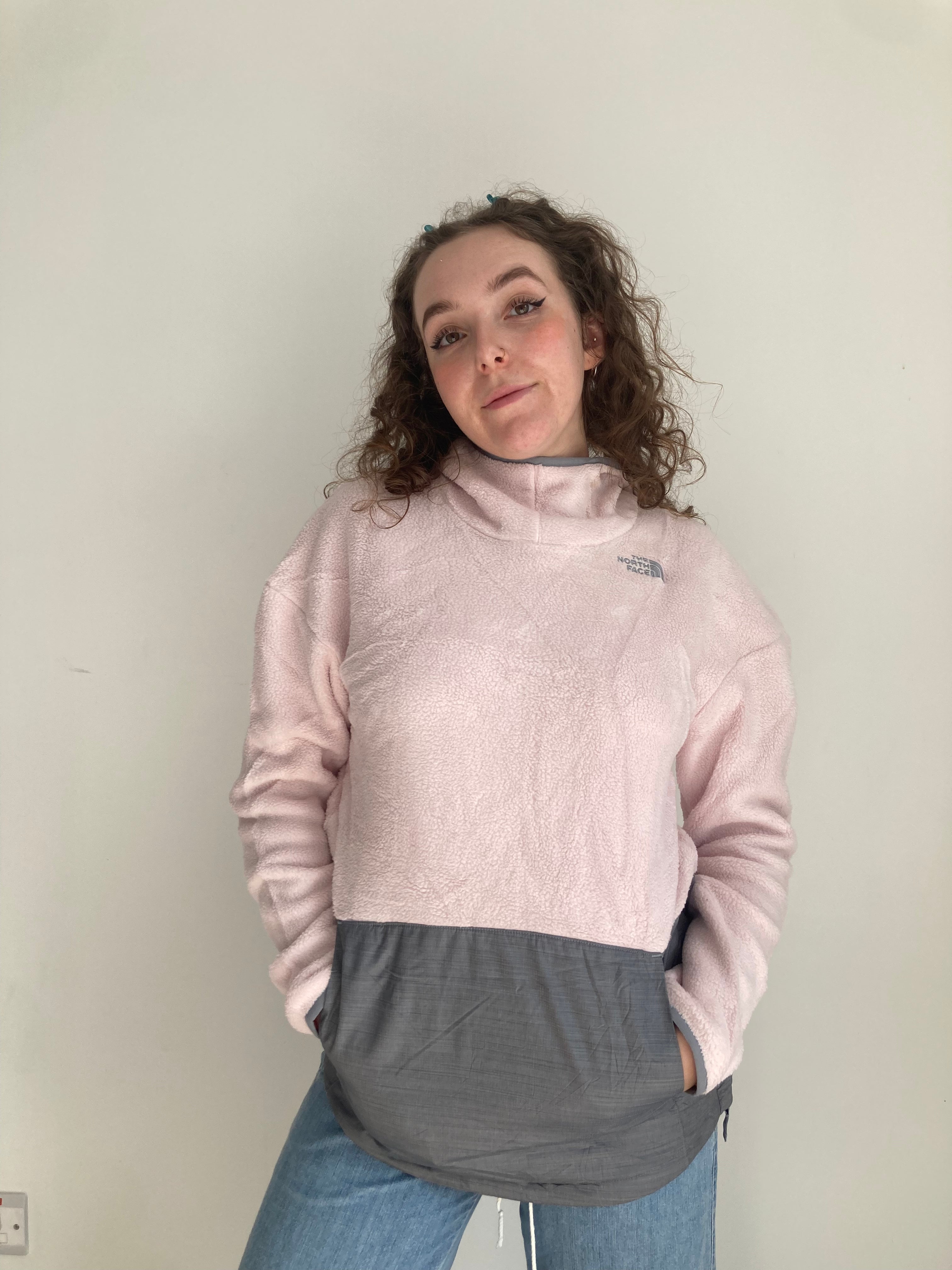 Baby Pink Hooded North Face Fleece (M)
