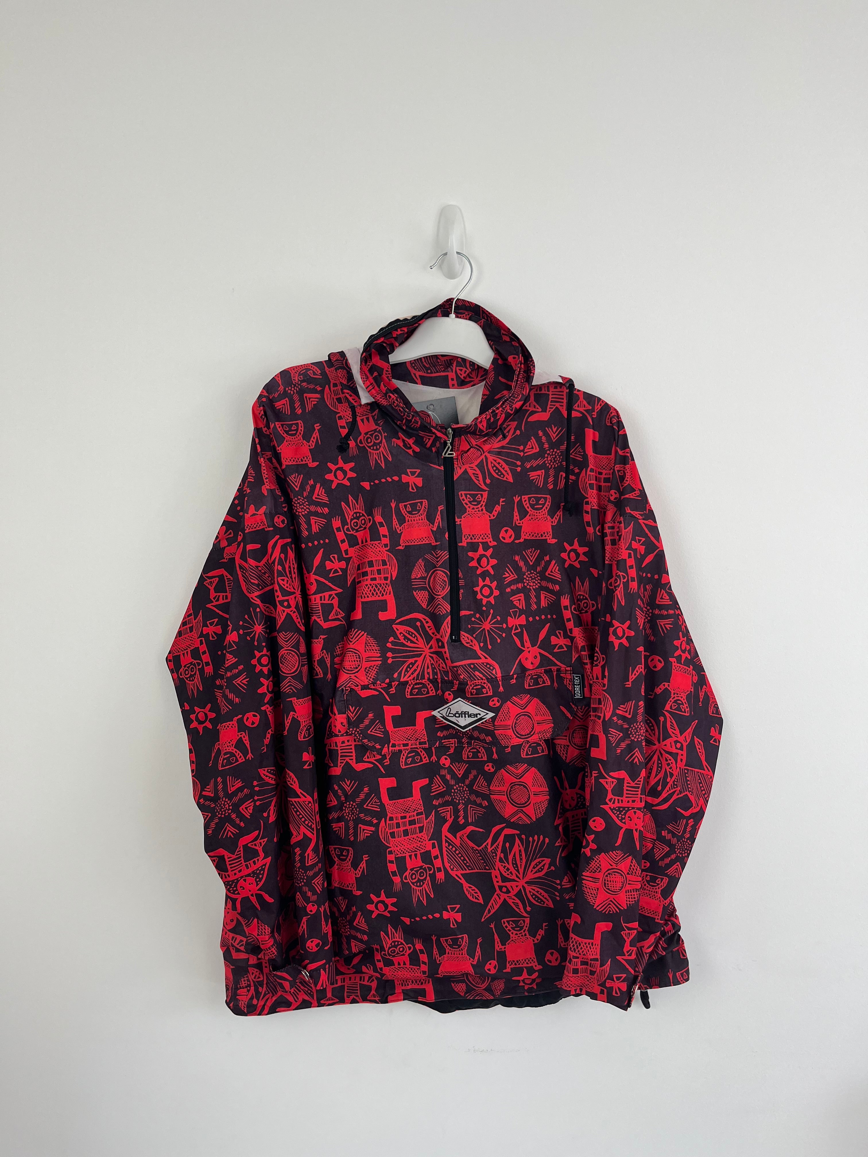 Vintage red black windbreaker graphic 