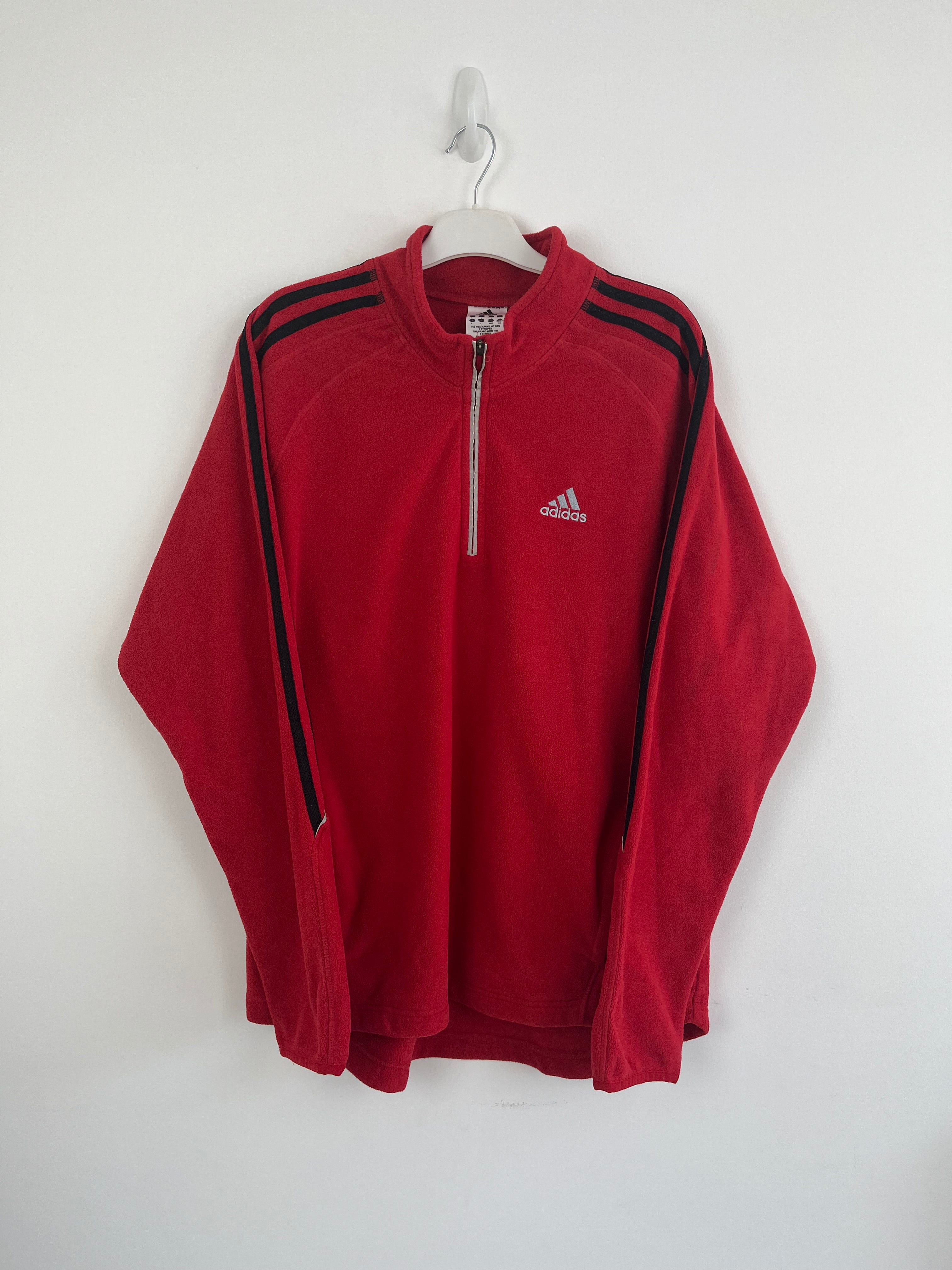 Vintage zip up adidas red fleece 