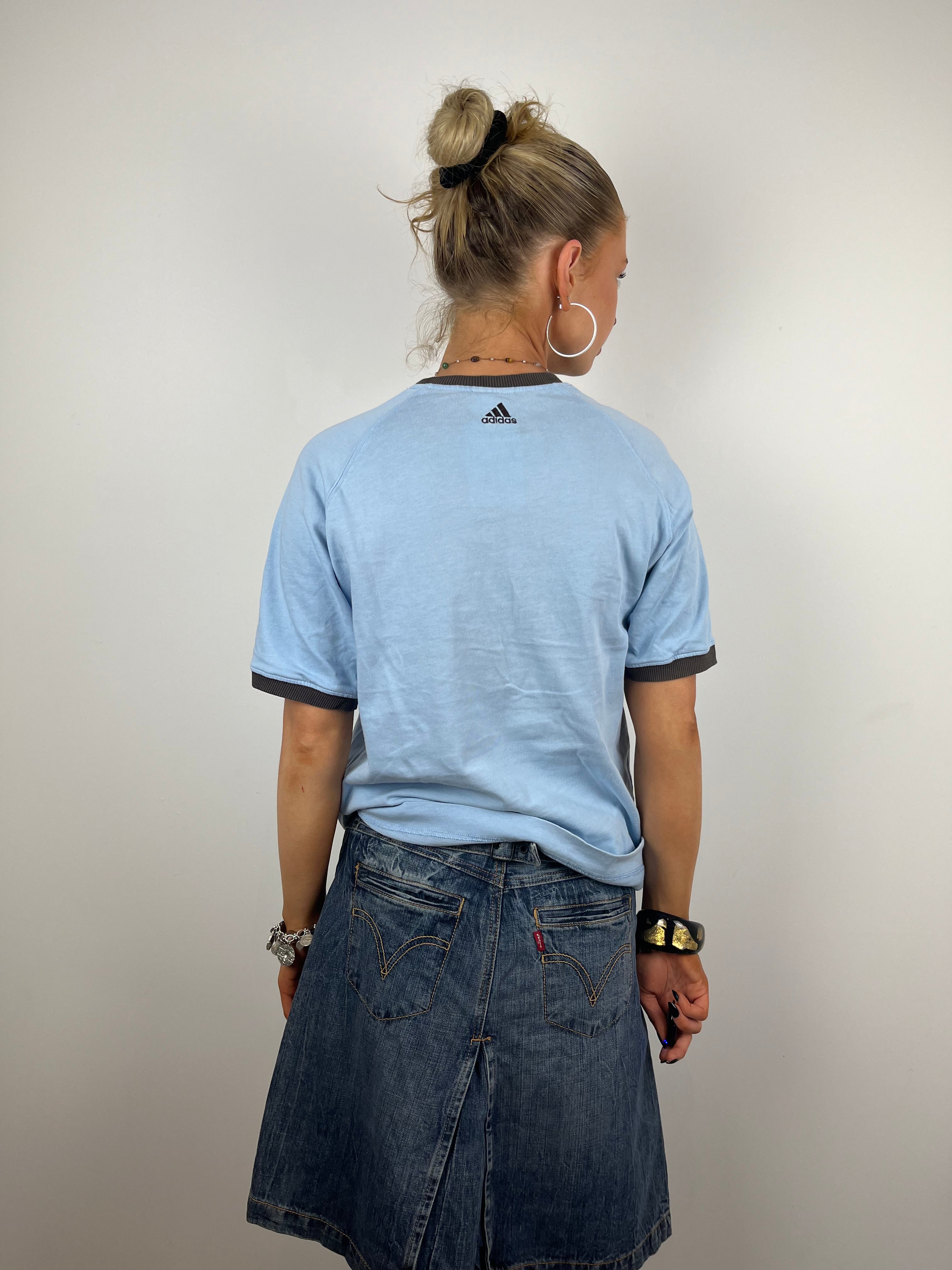 Vintage Baby Blue Adidas Ringer T-Shirt (S)