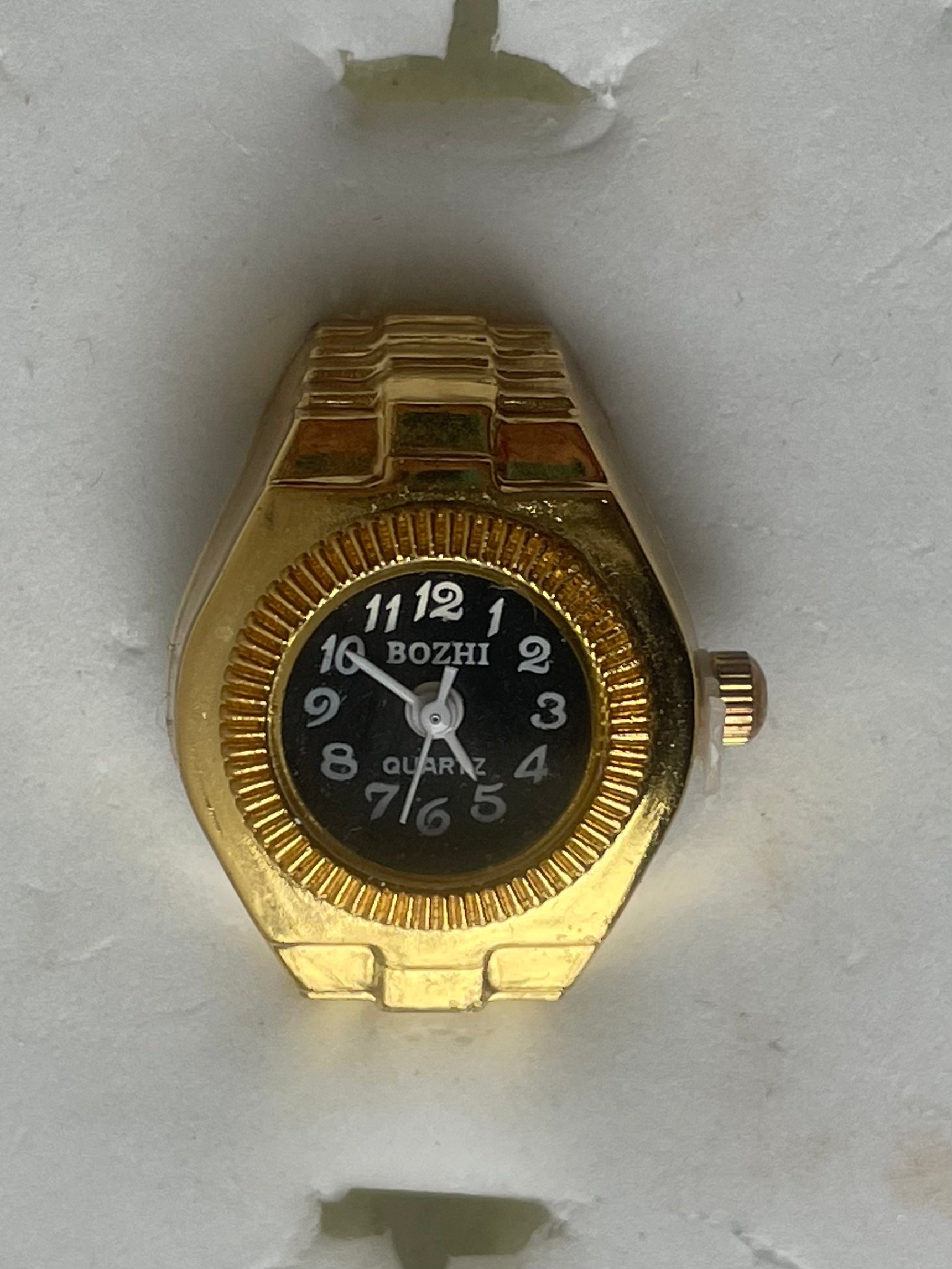 Black Face Circular Watch Ring (Gold)