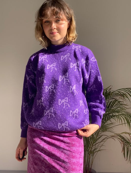 vintage bow purple knit